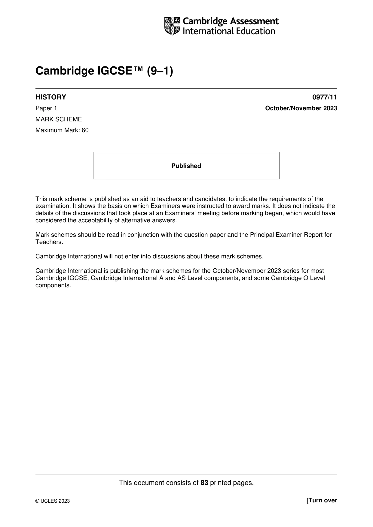 Mark scheme, page 1 of 83