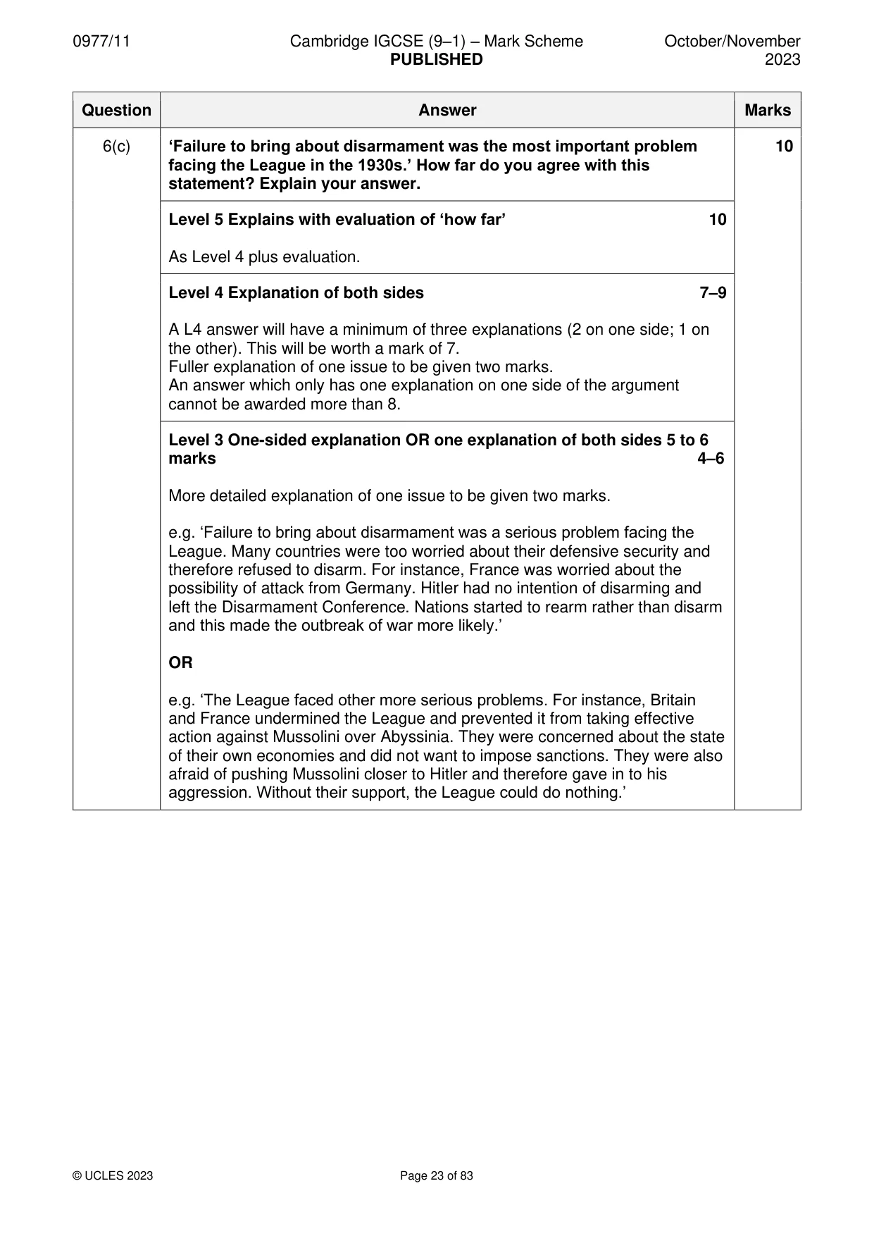 Mark scheme, page 23 of 83