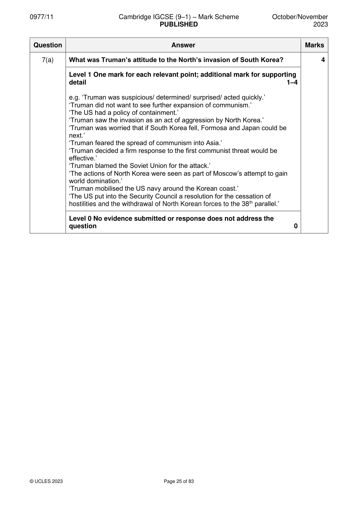 Mark scheme, page 25 of 83