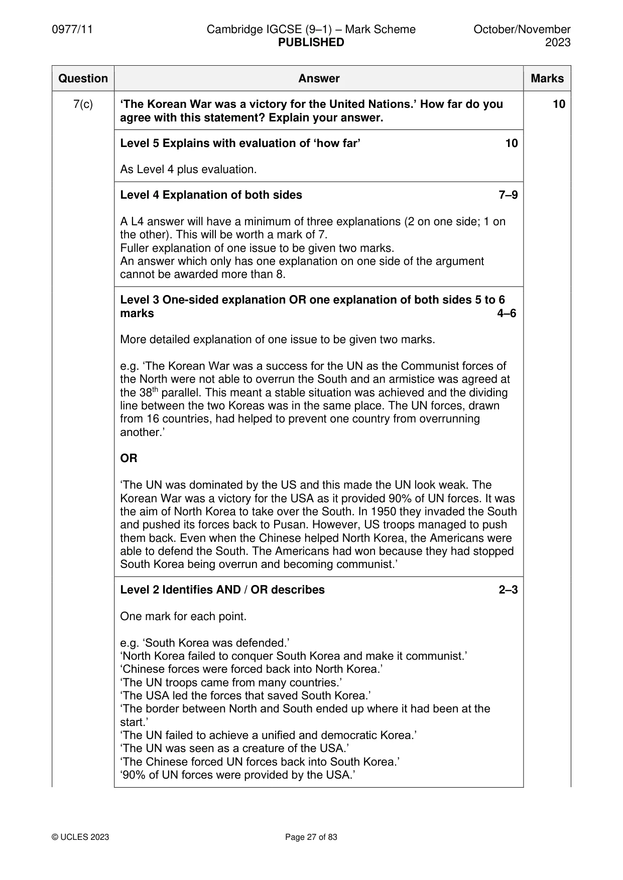Mark scheme, page 27 of 83