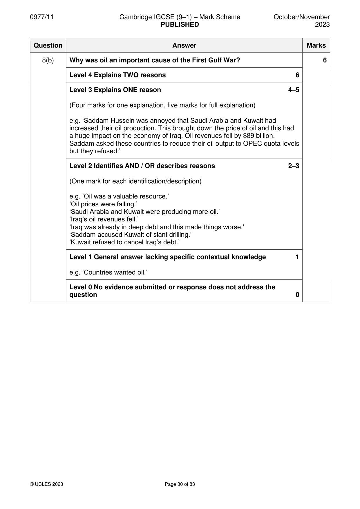 Mark scheme, page 30 of 83