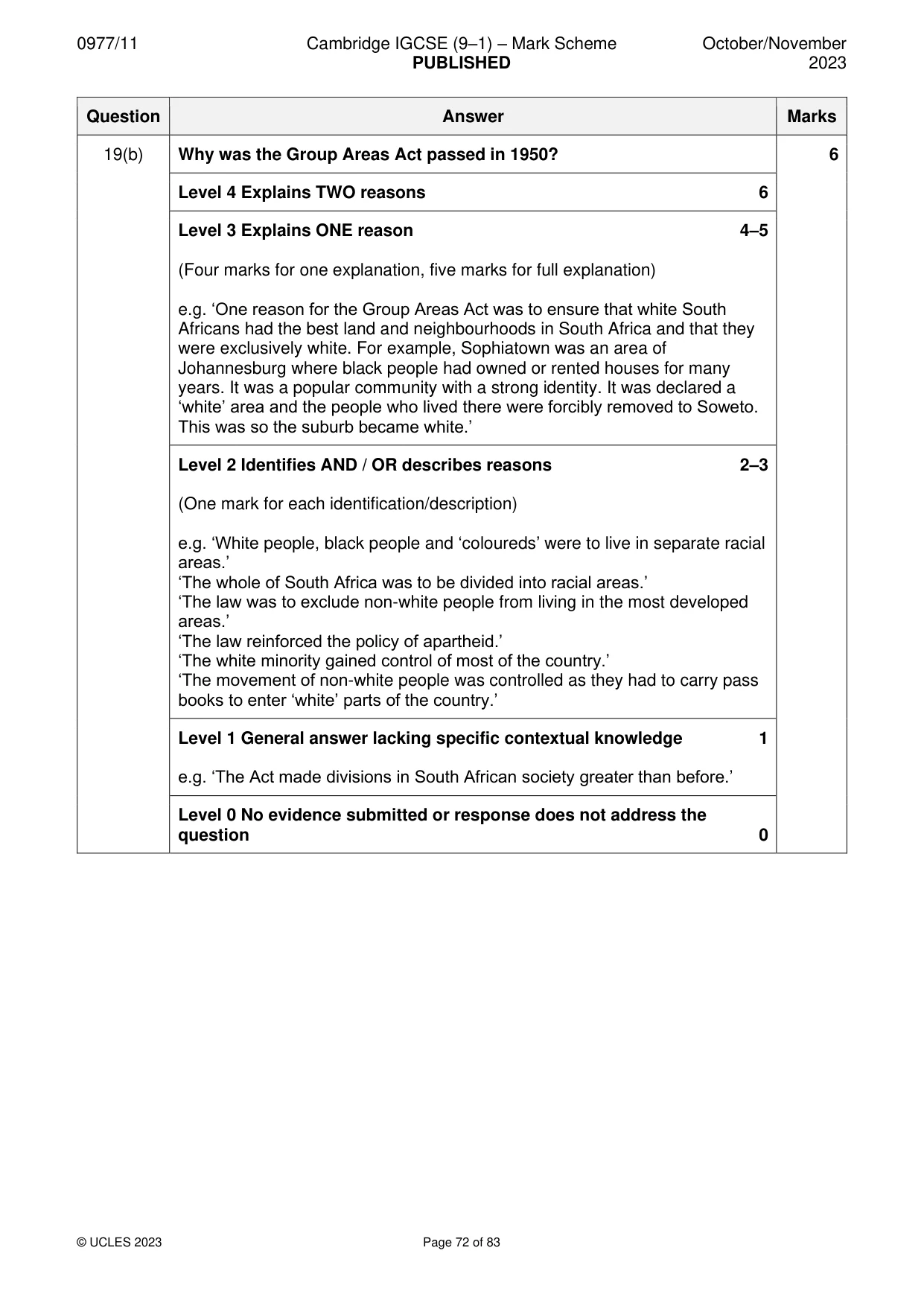 Mark scheme, page 72 of 83