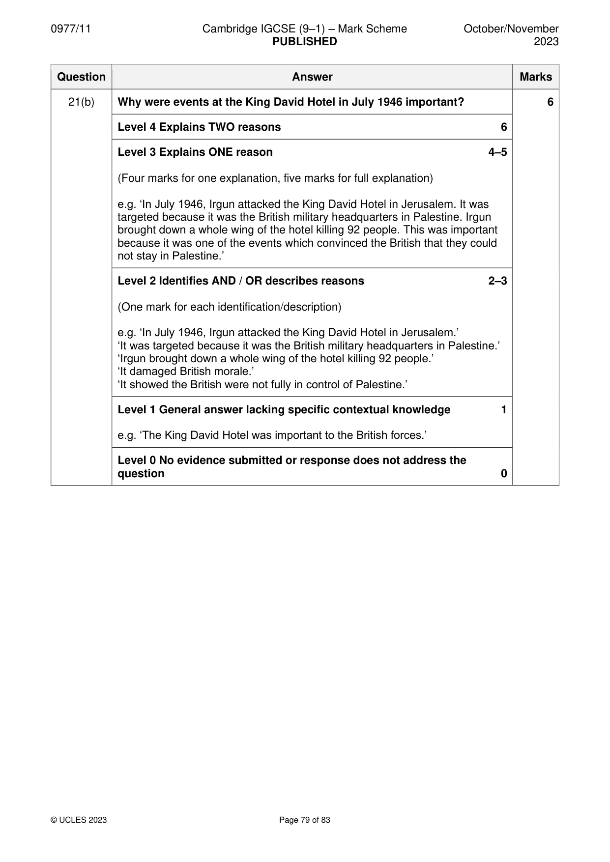 Mark scheme, page 79 of 83