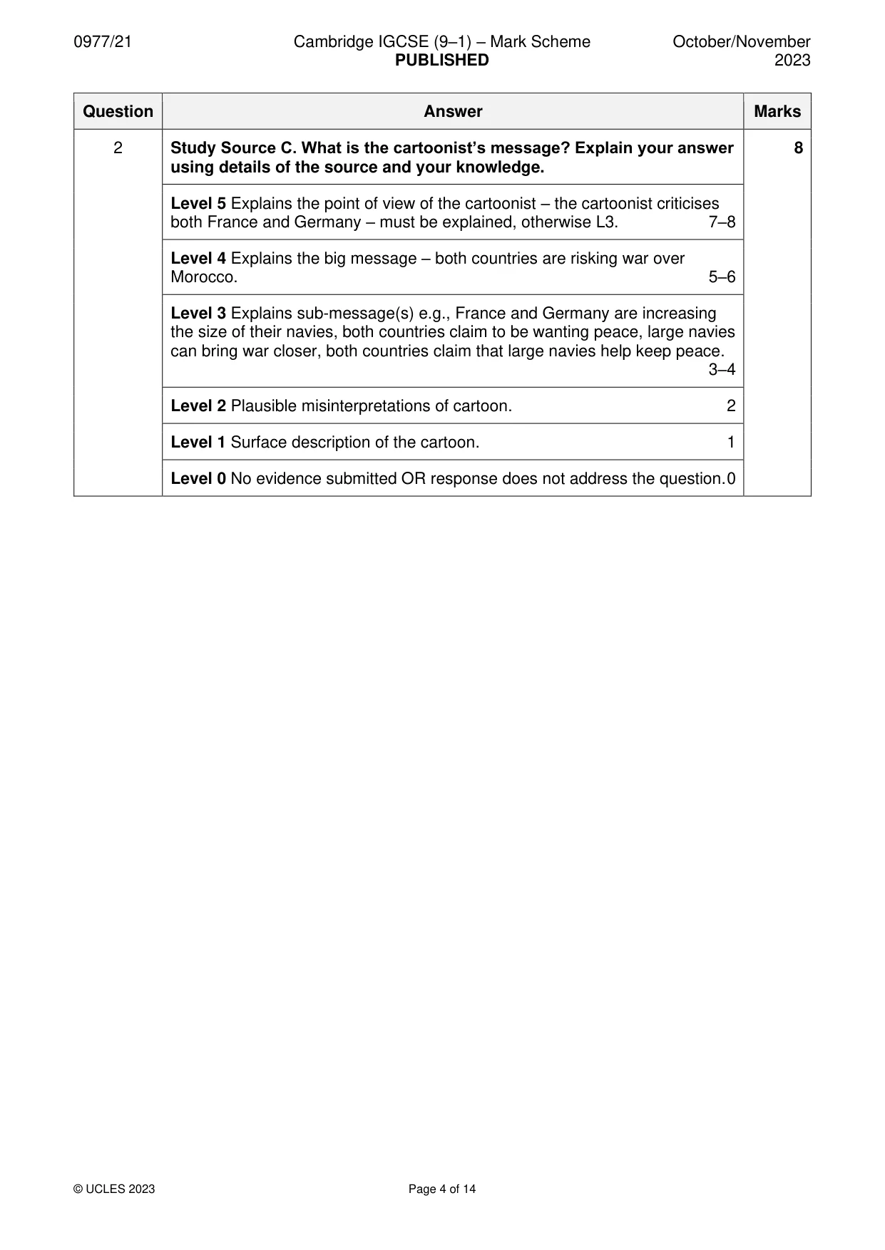 Mark scheme, page 4 of 14