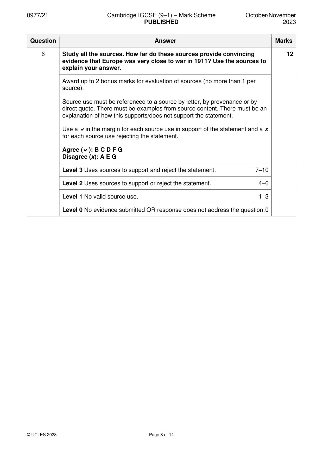 Mark scheme, page 8 of 14