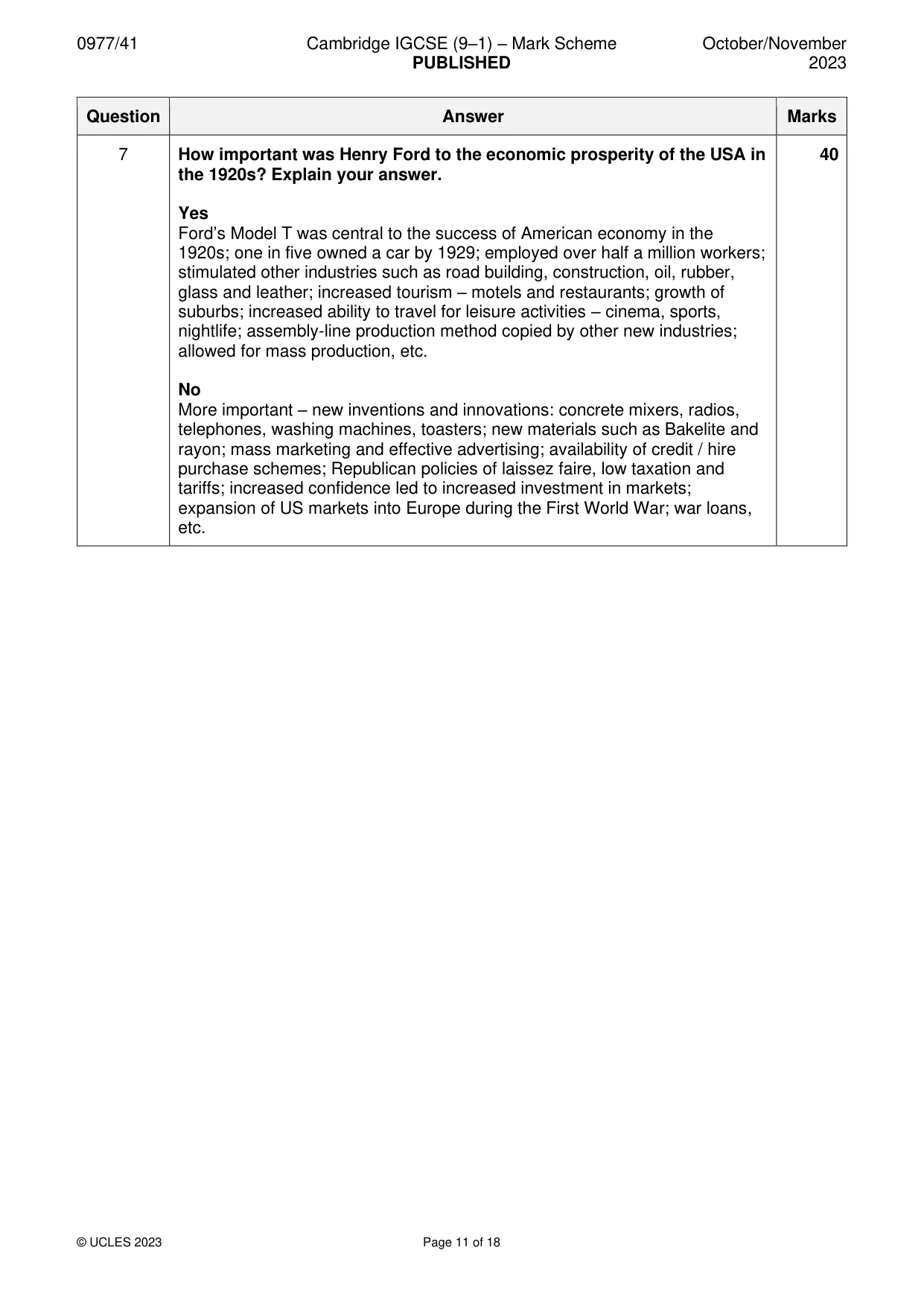 Mark scheme, page 11 of 18