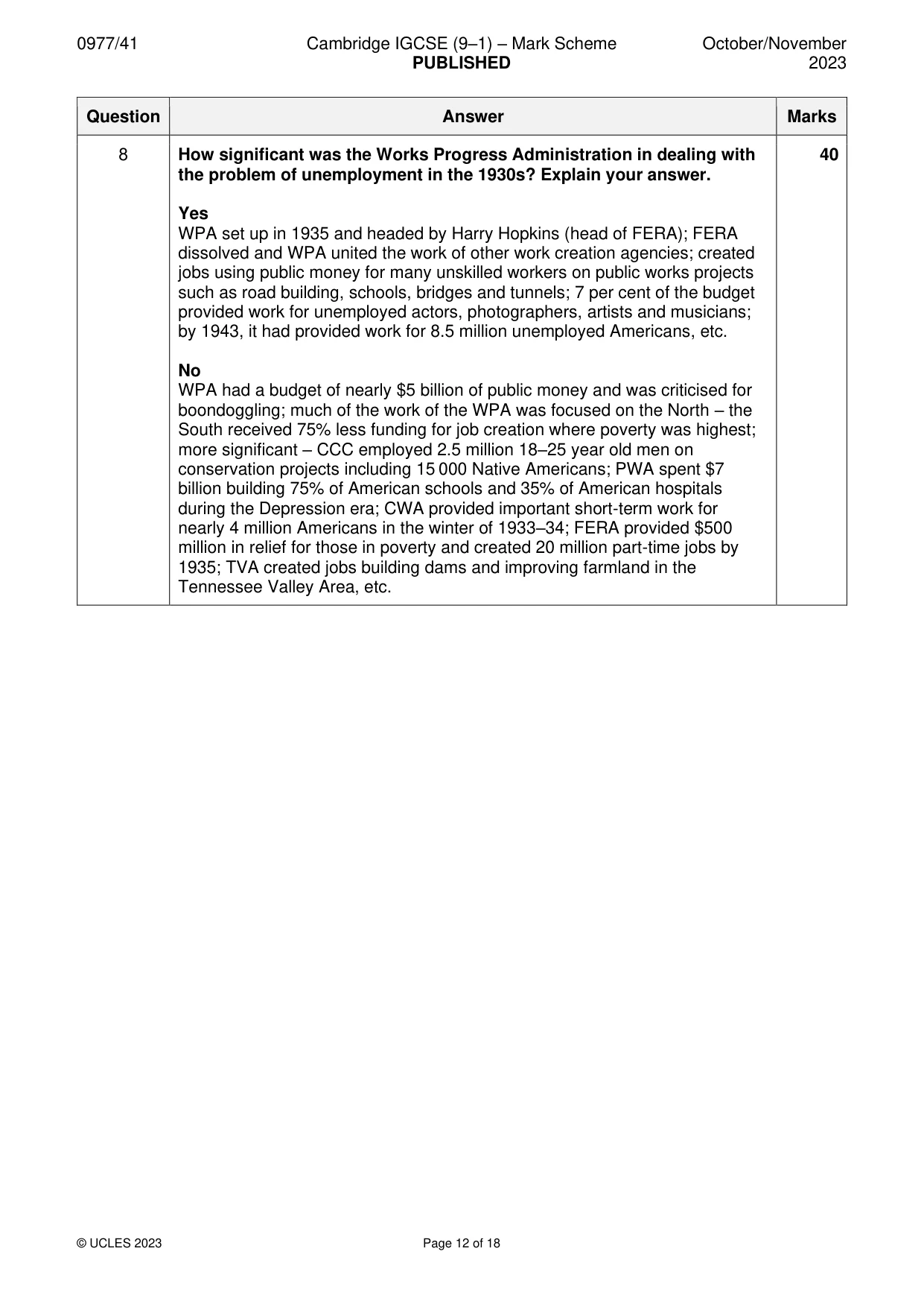 Mark scheme, page 12 of 18