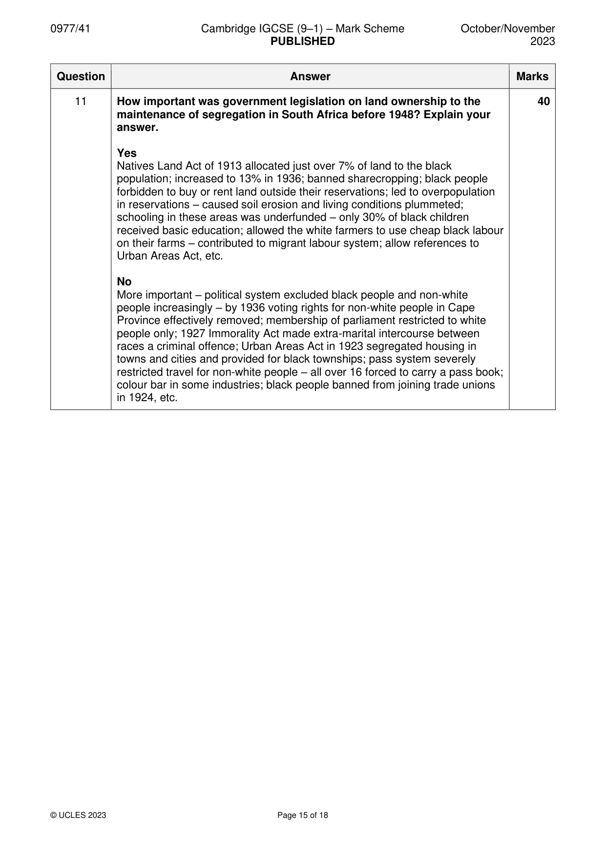 Mark scheme, page 15 of 18