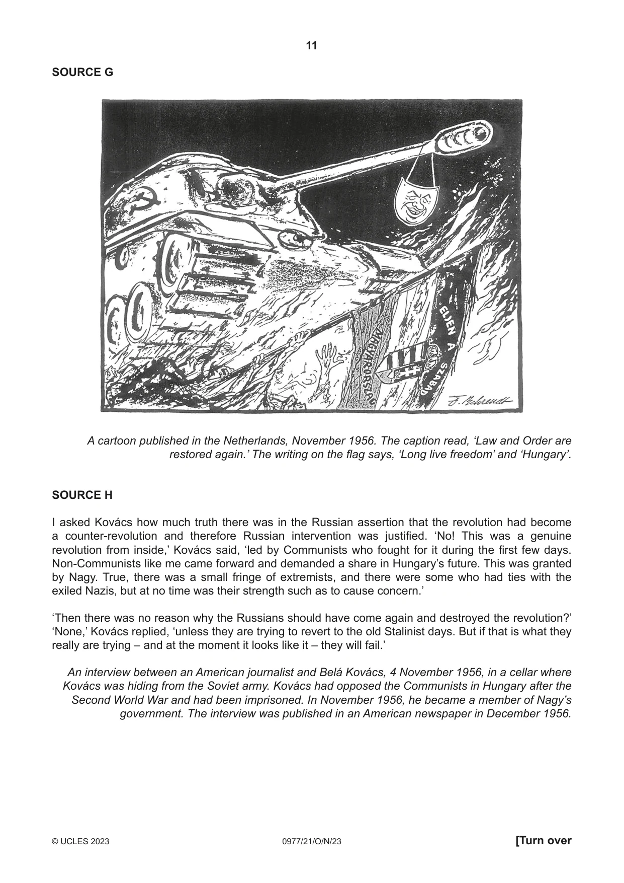 Cambridge IGCSE History (9-1) 0977 2023 Oct/Nov Paper 2 · Variant 1 question paper, page 11 of 12