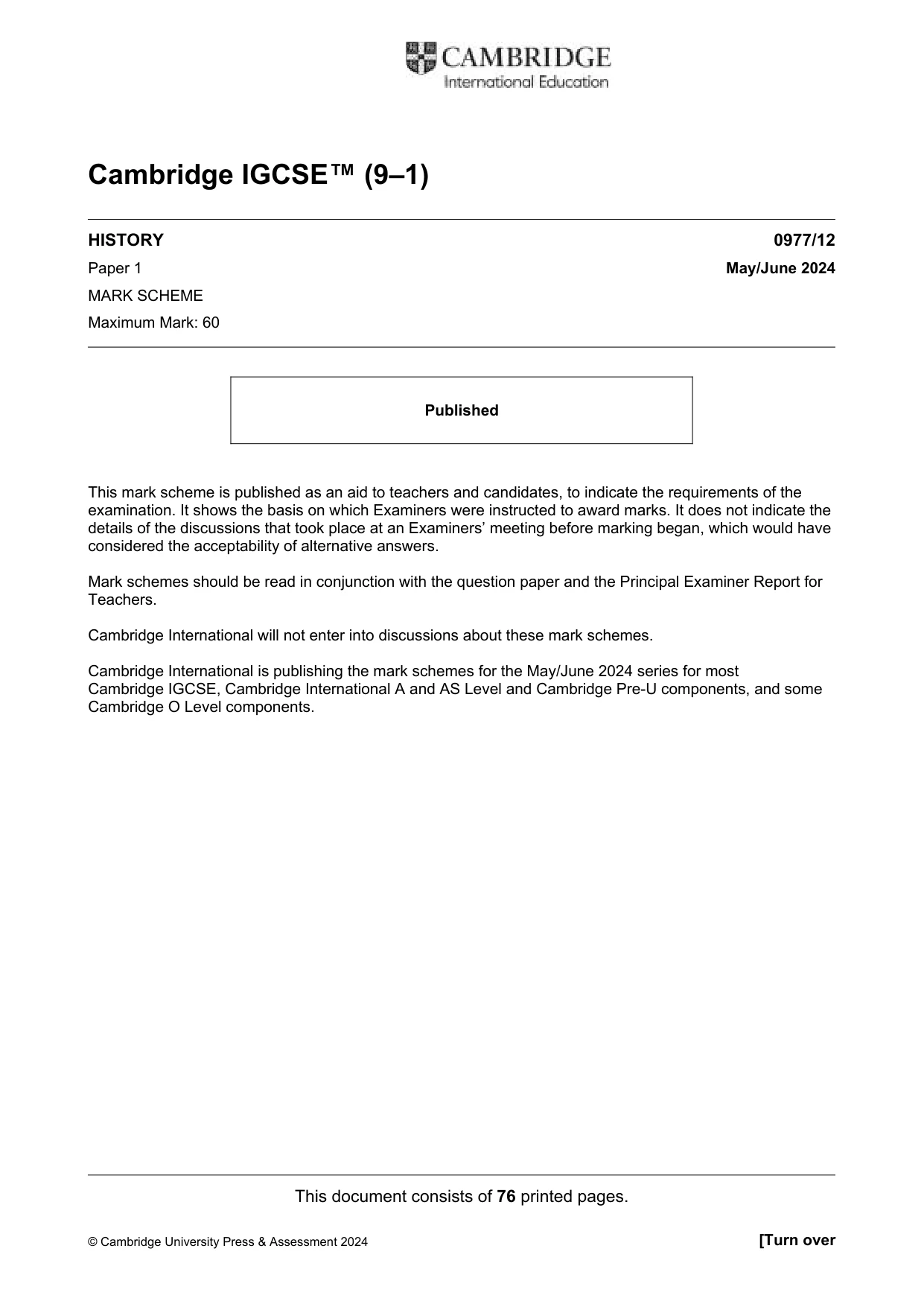 Mark scheme, page 1 of 76