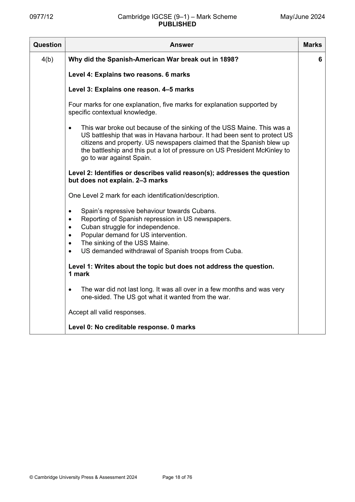 Mark scheme, page 18 of 76