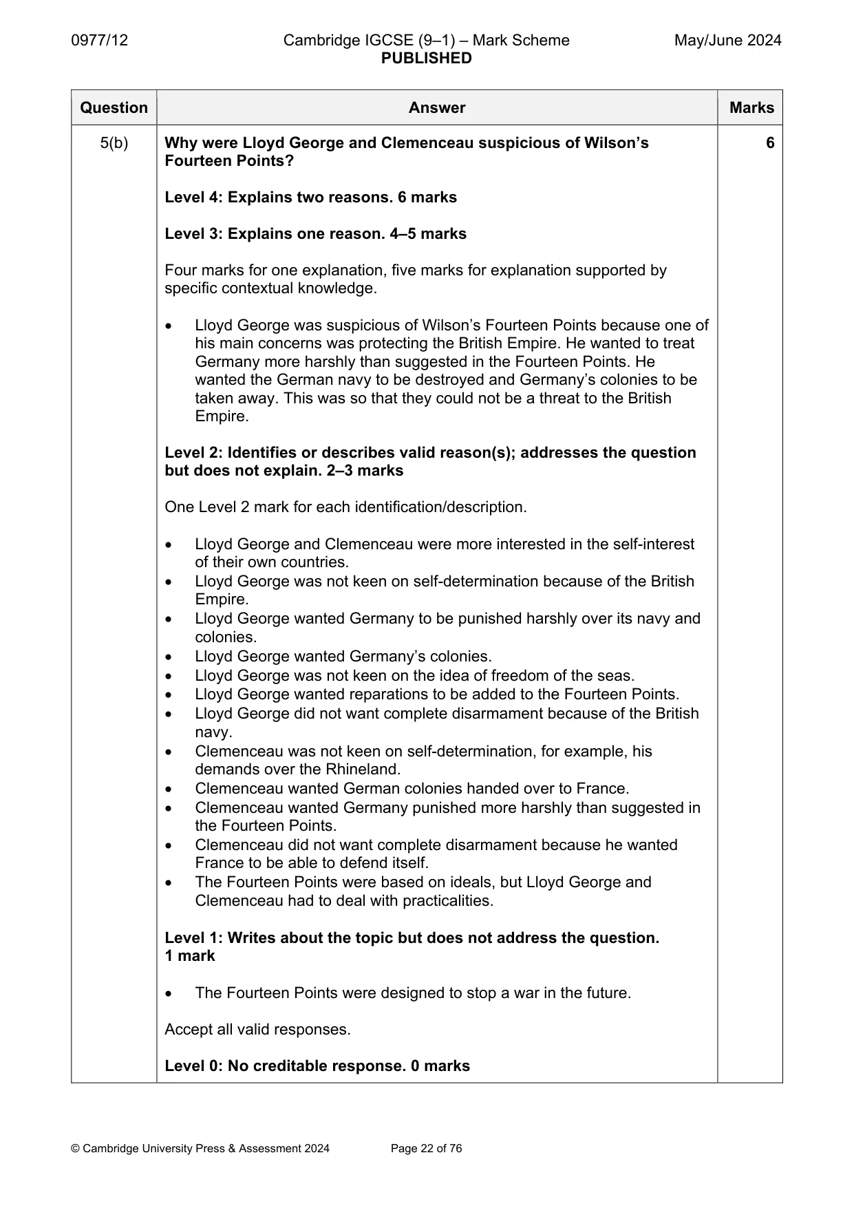 Mark scheme, page 22 of 76