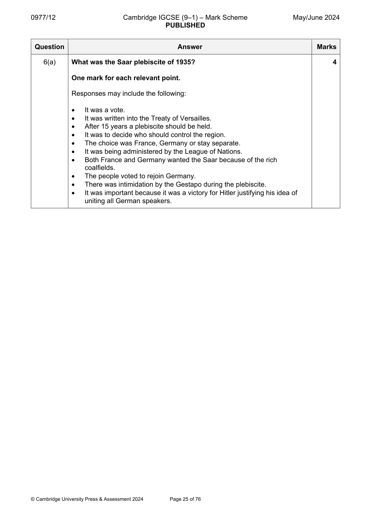 Mark scheme, page 25 of 76