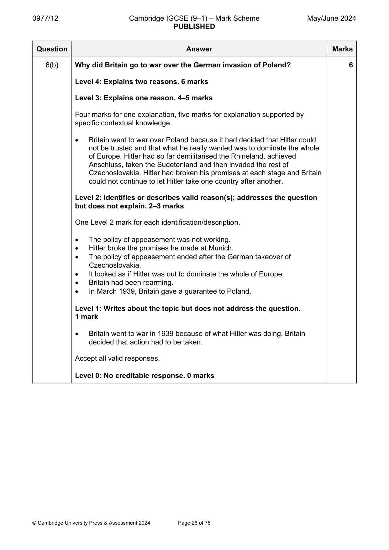 Mark scheme, page 26 of 76
