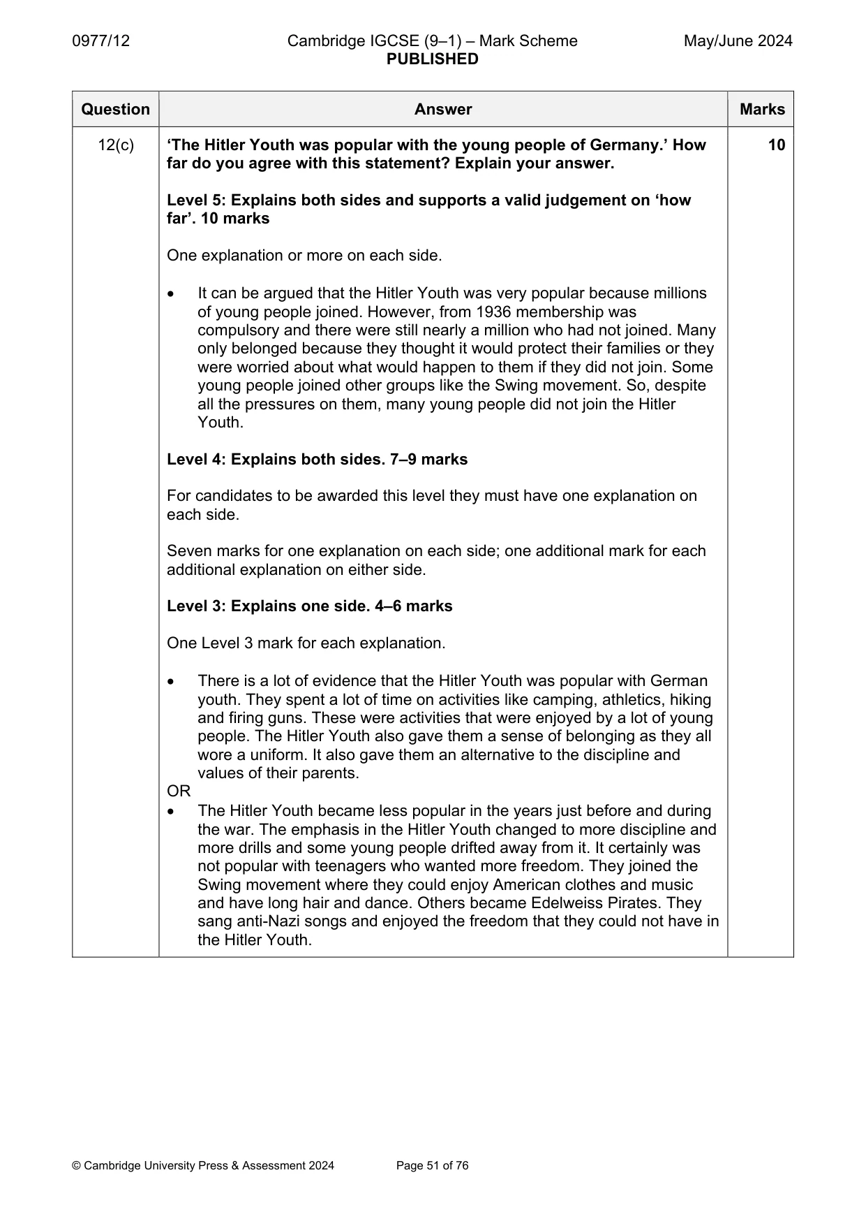 Mark scheme, page 51 of 76