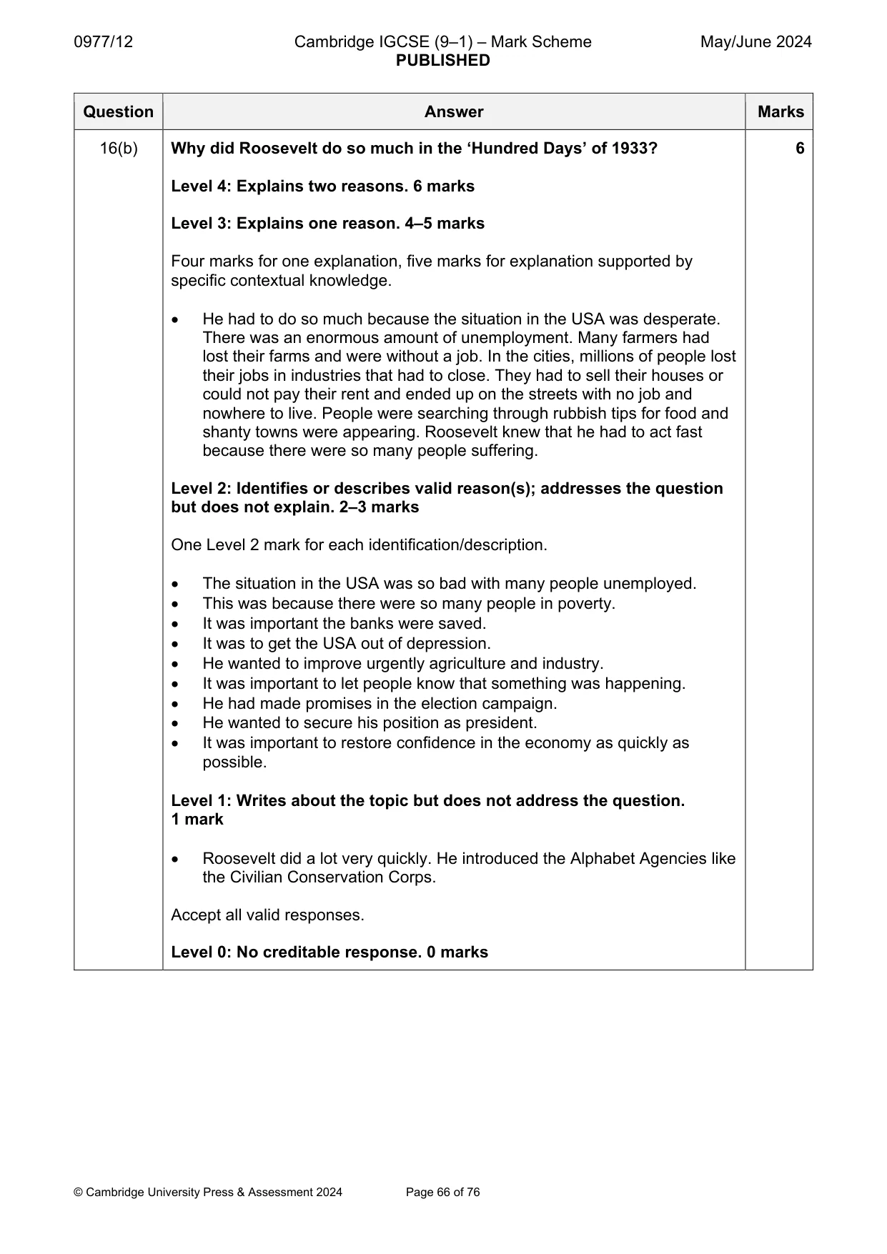 Mark scheme, page 66 of 76