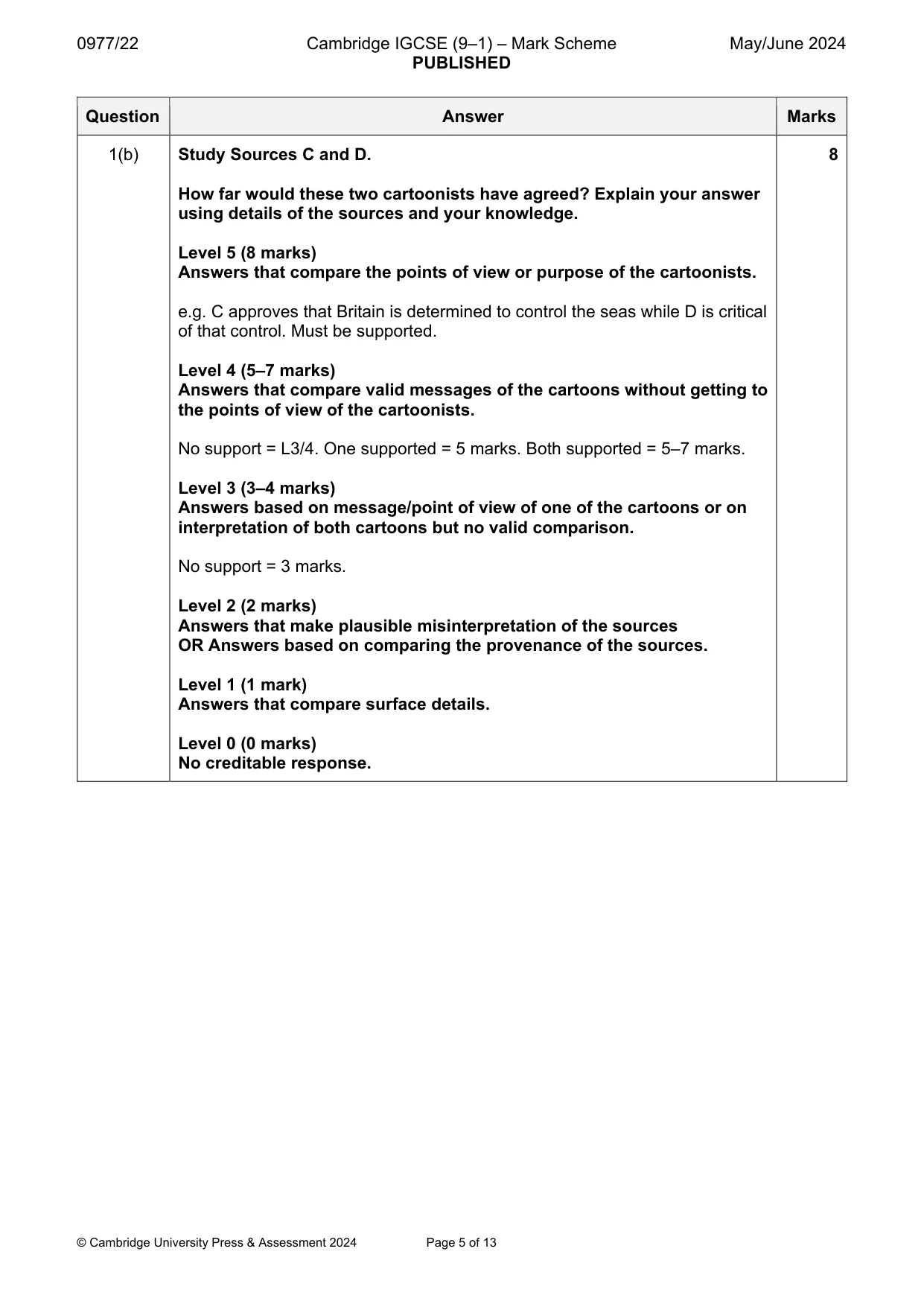 Mark scheme, page 5 of 13