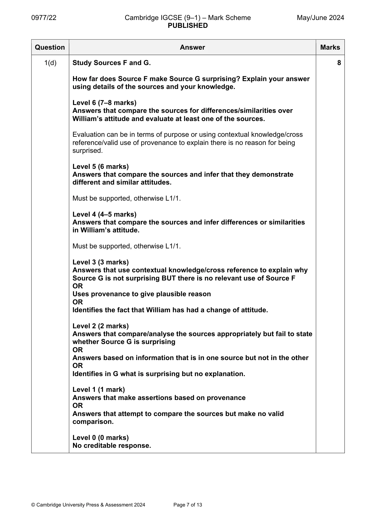 Mark scheme, page 7 of 13