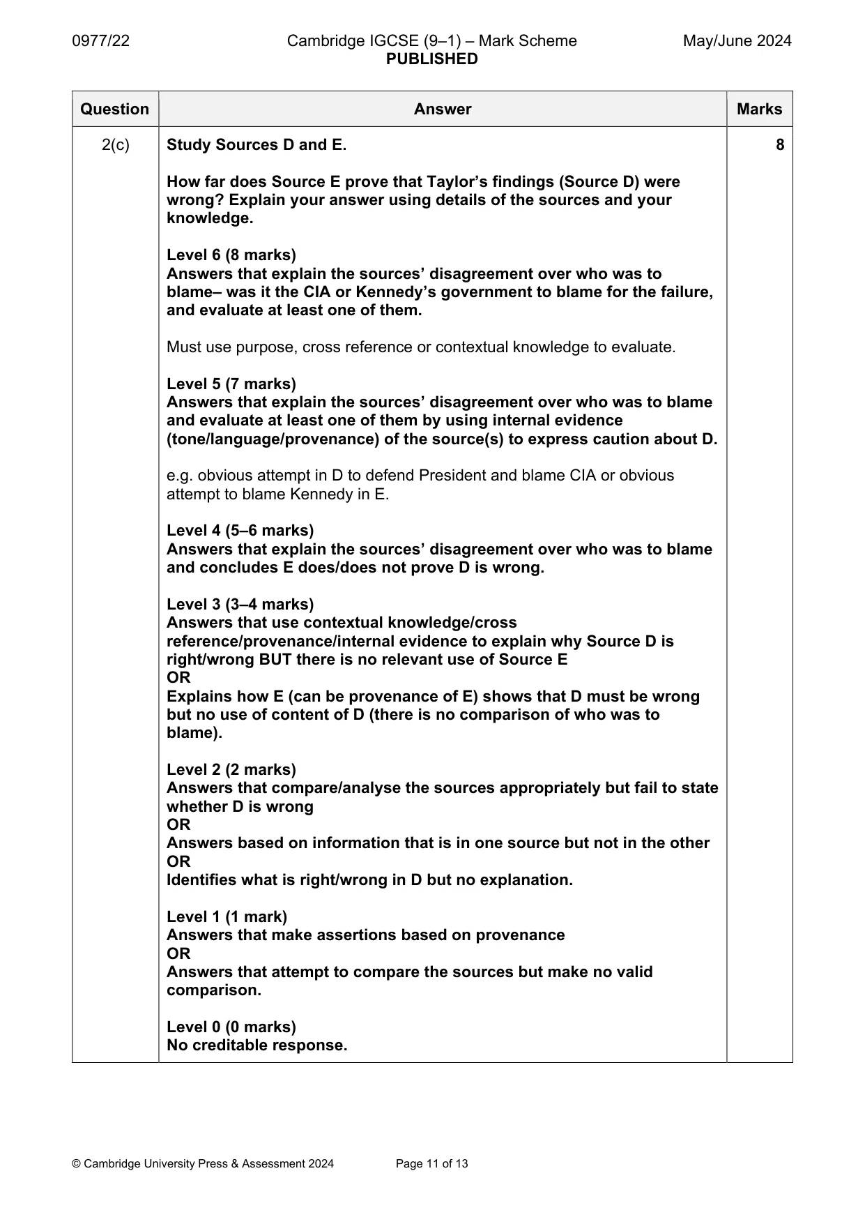 Mark scheme, page 11 of 13