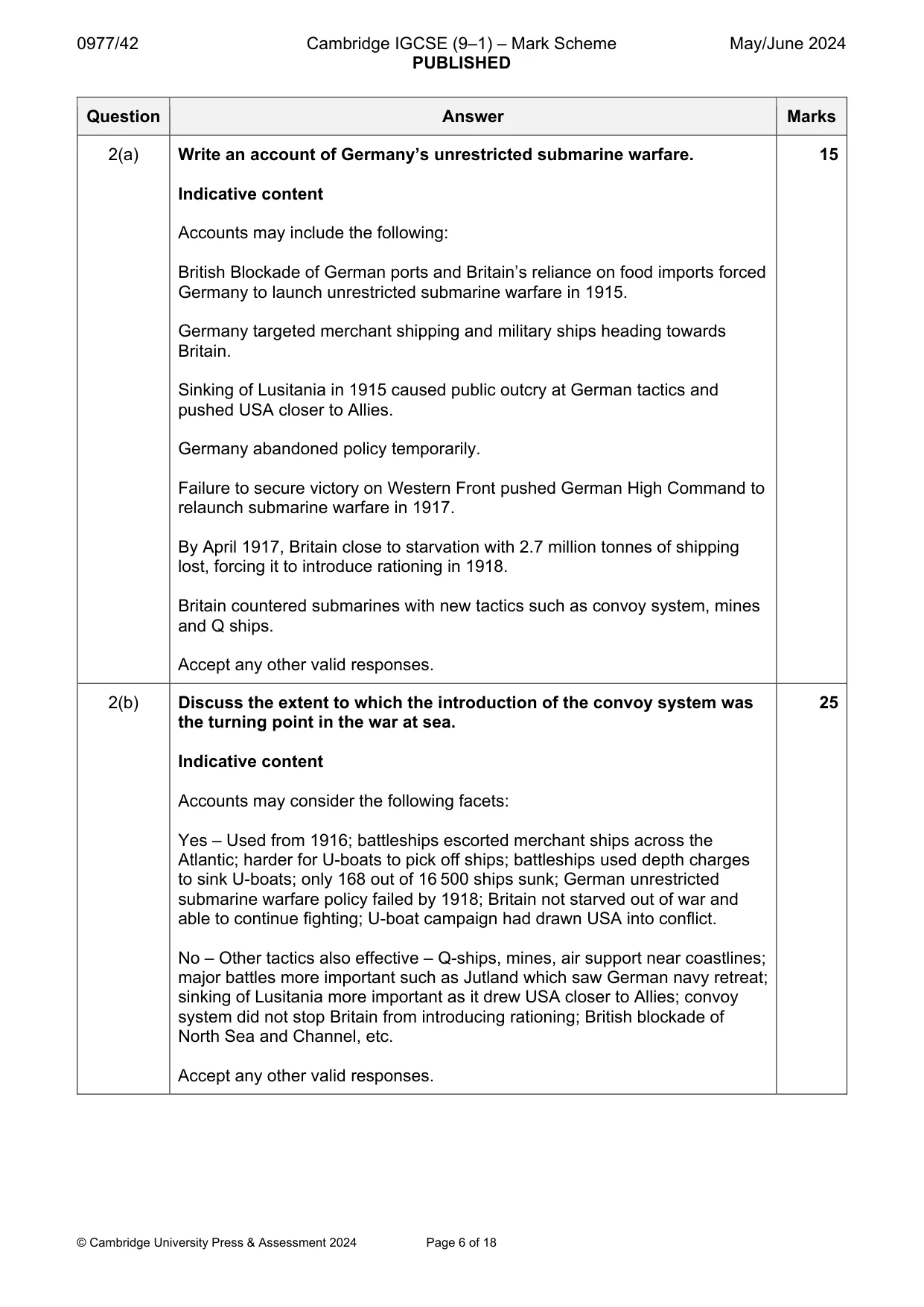 Mark scheme, page 6 of 18