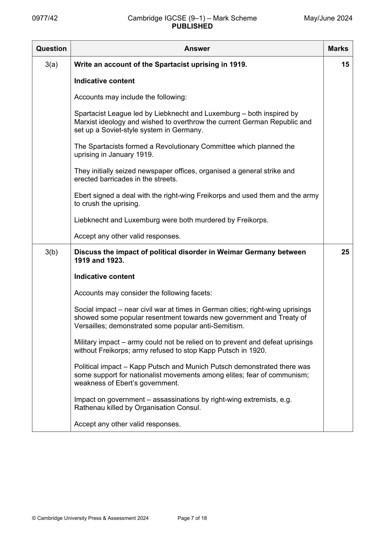Mark scheme, page 7 of 18