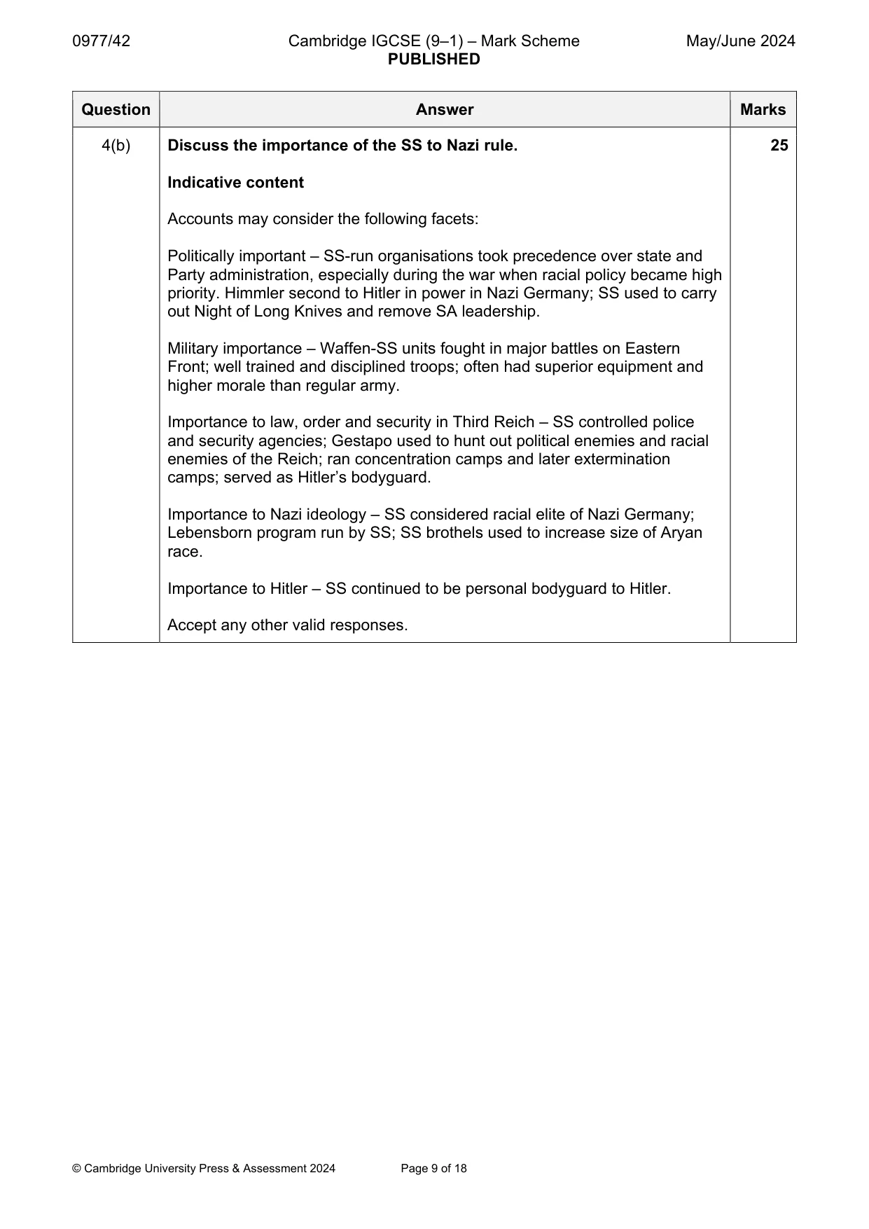 Mark scheme, page 9 of 18