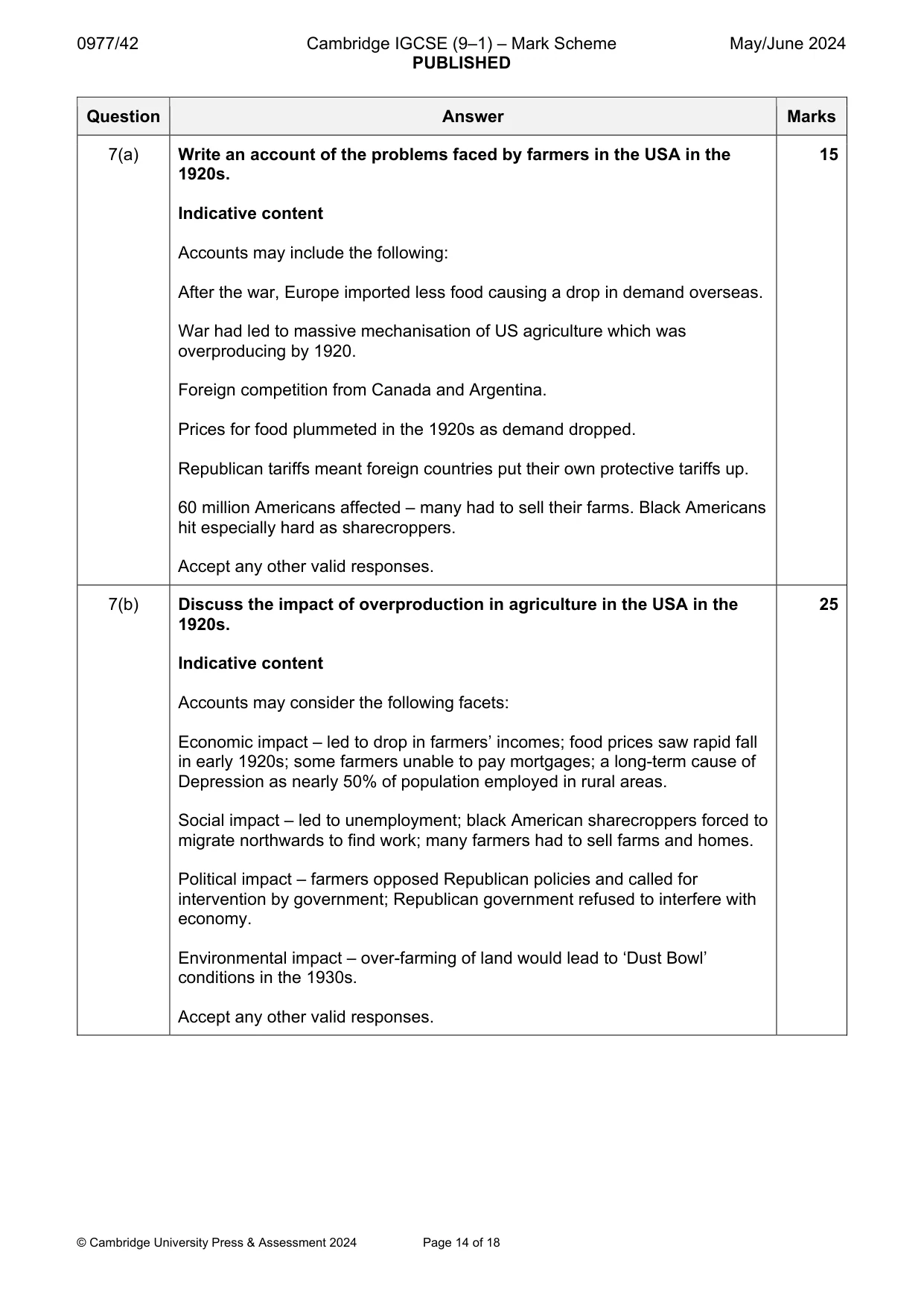 Mark scheme, page 14 of 18