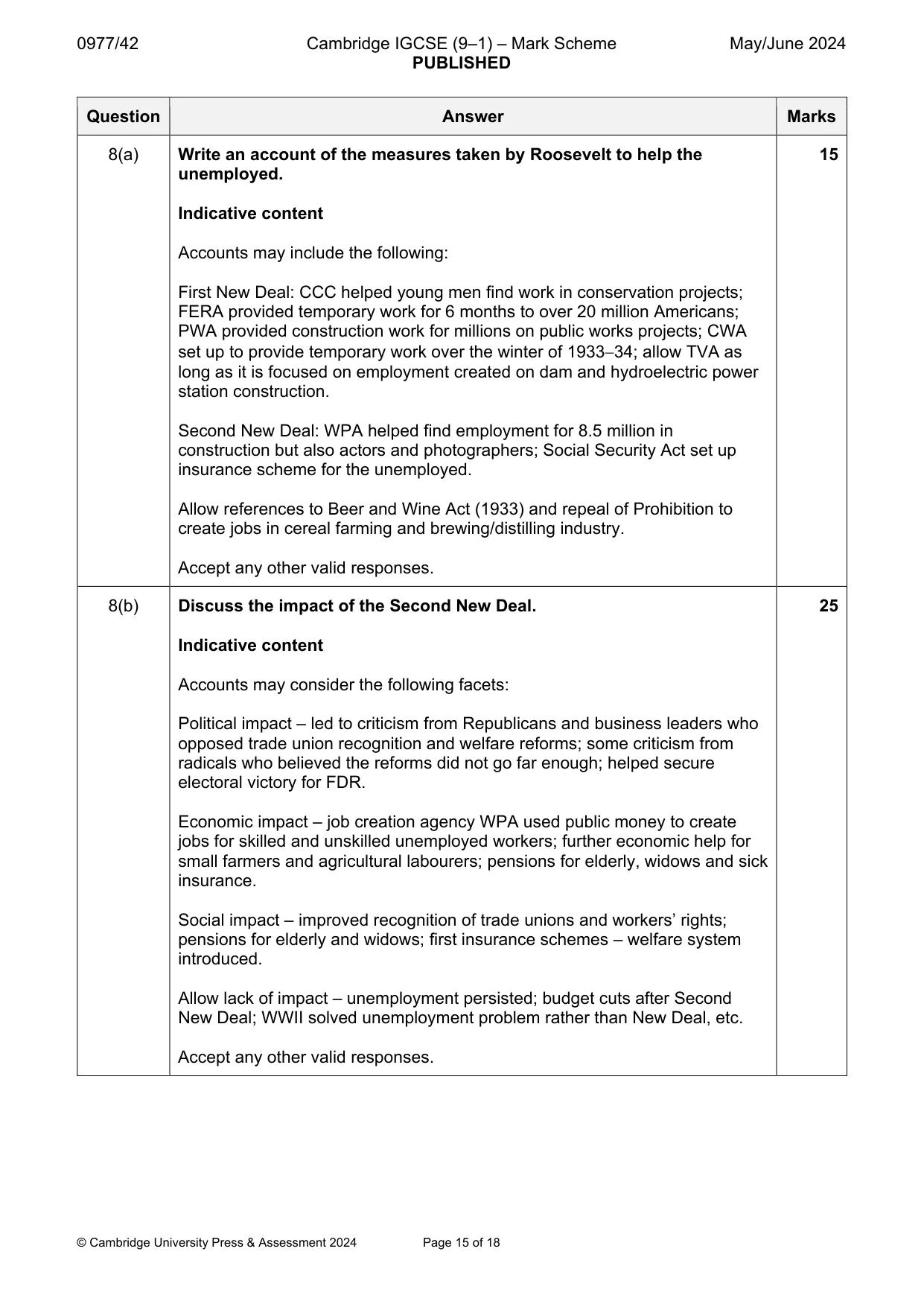 Mark scheme, page 15 of 18