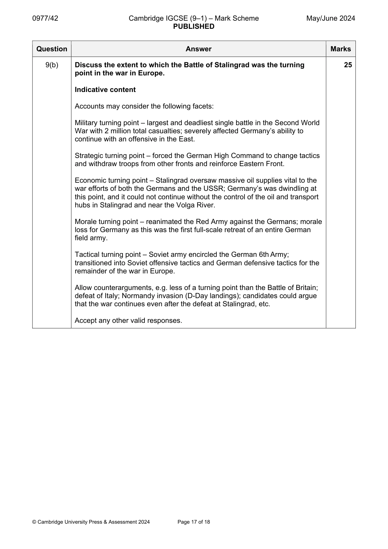 Mark scheme, page 17 of 18