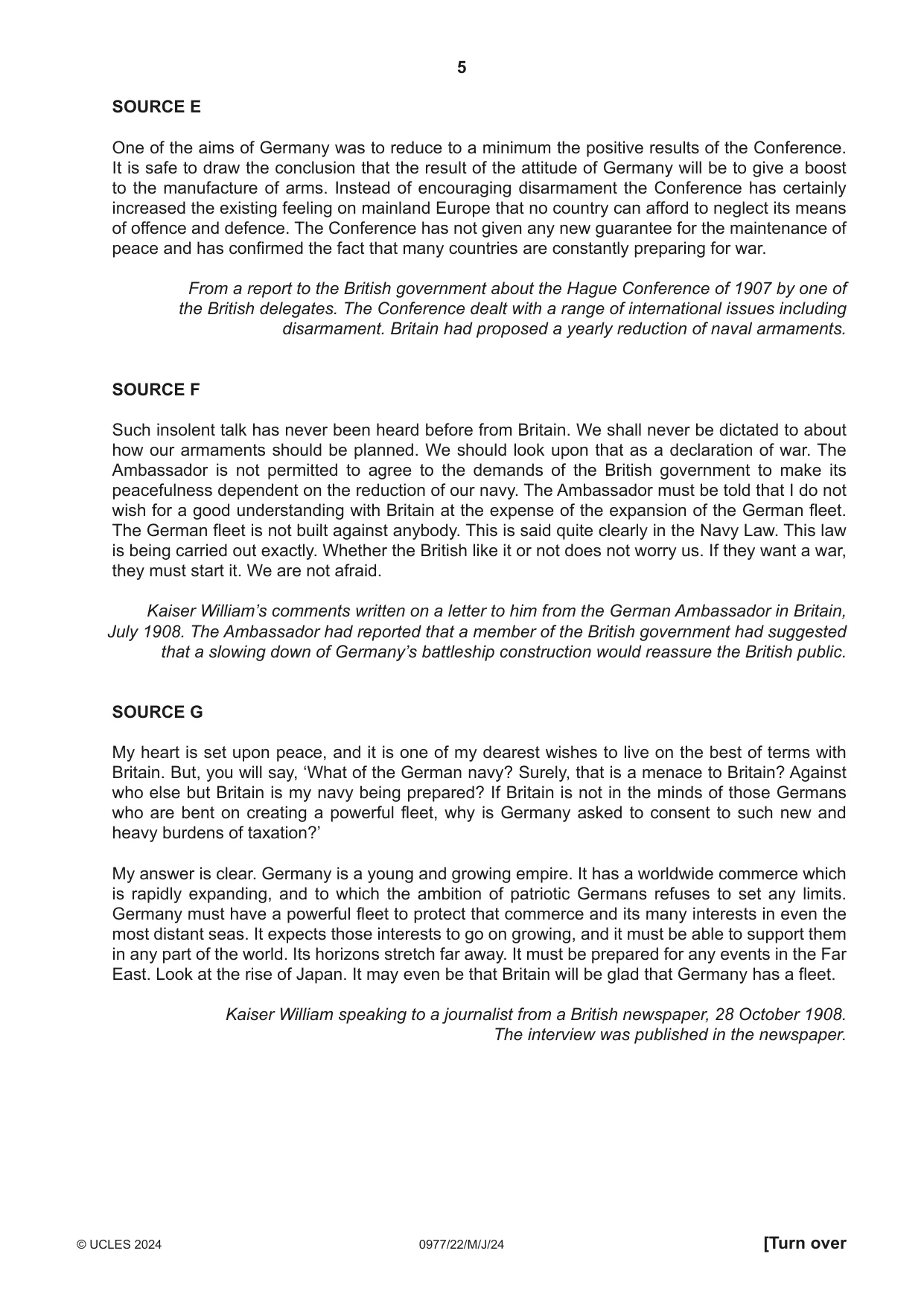 Cambridge IGCSE History (9-1) 0977 2024 May/June Paper 2 · Variant 2 question paper, page 5 of 12