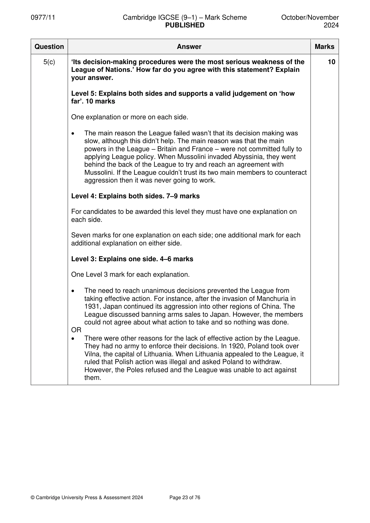 Mark scheme, page 23 of 76
