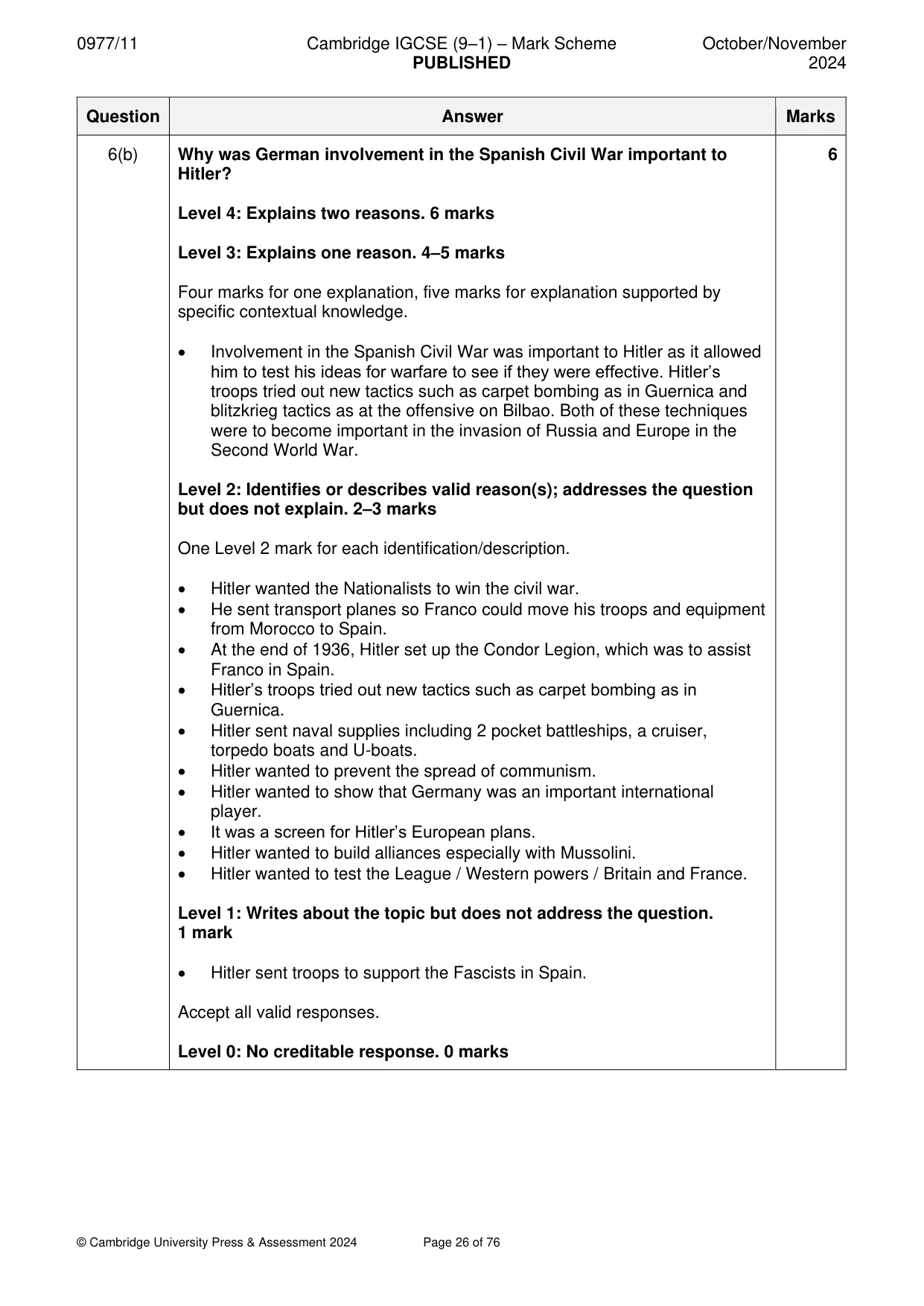 Mark scheme, page 26 of 76