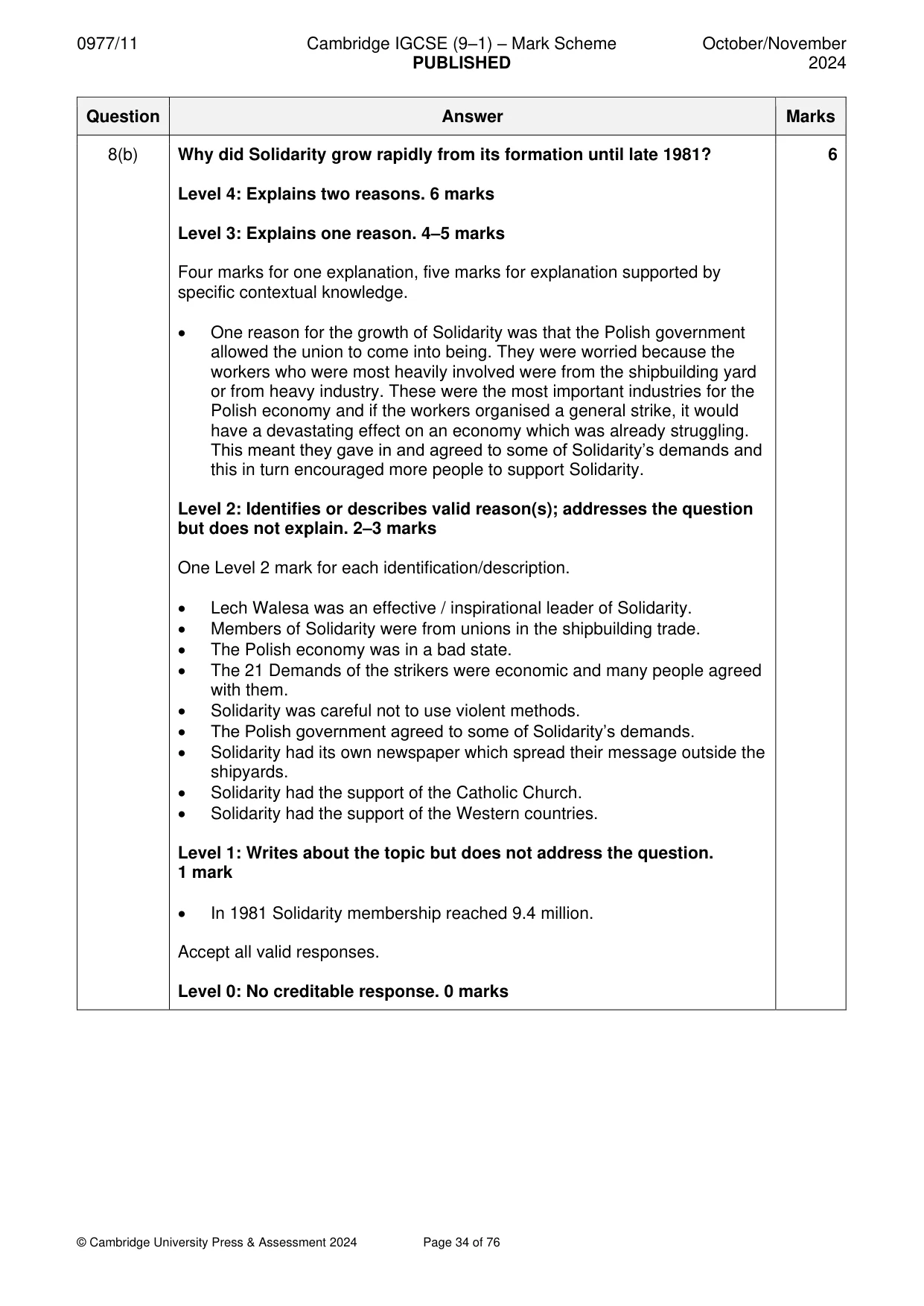 Mark scheme, page 34 of 76