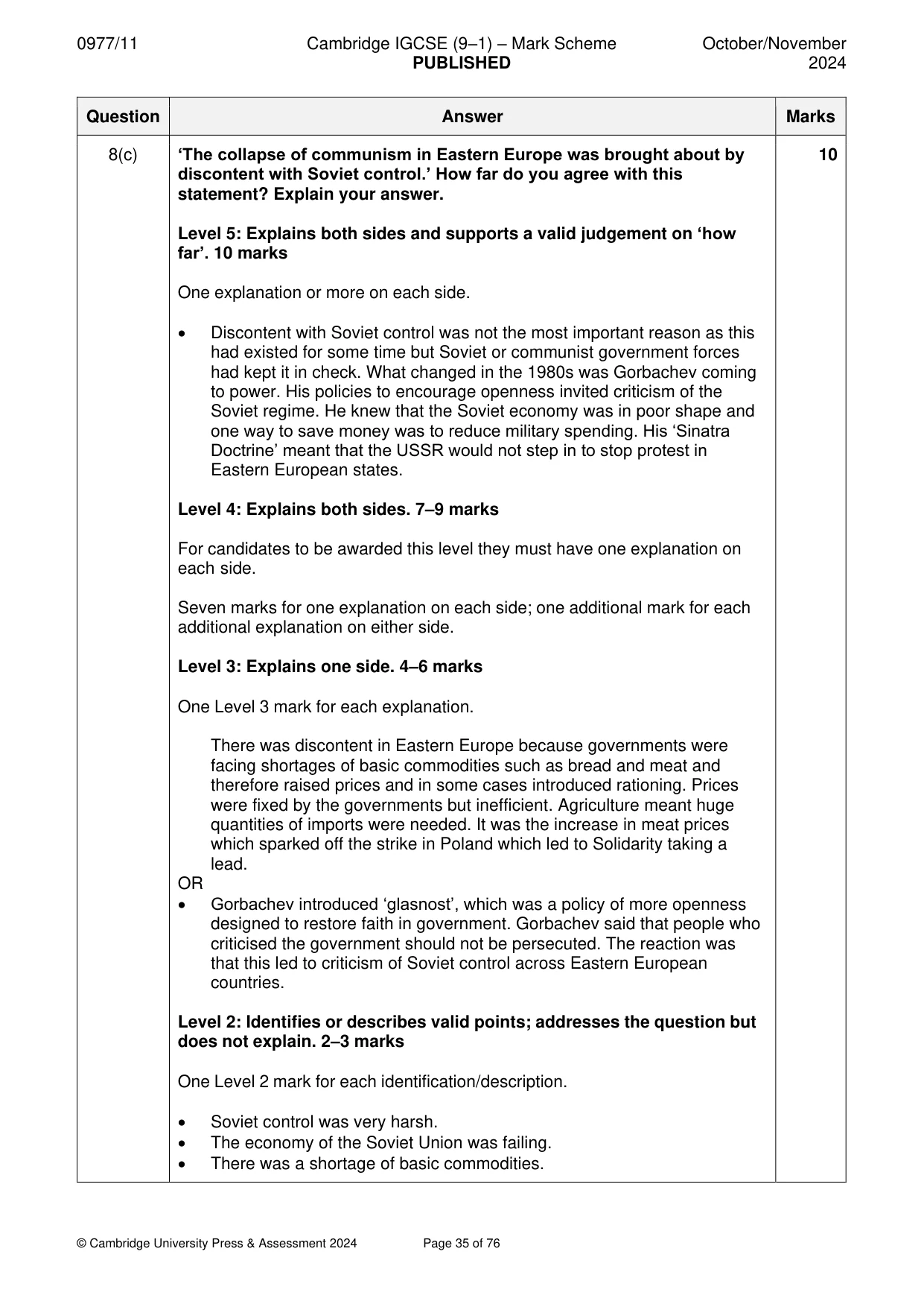 Mark scheme, page 35 of 76