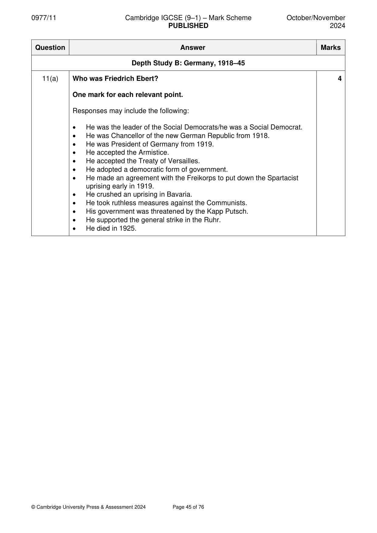 Mark scheme, page 45 of 76