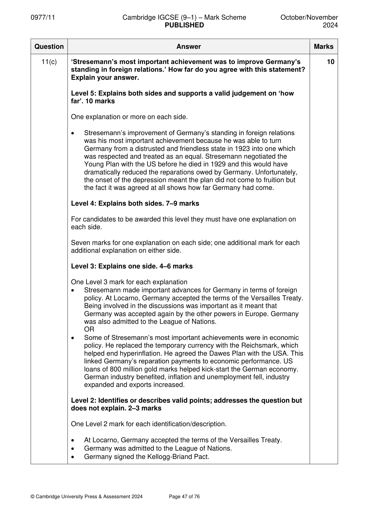 Mark scheme, page 47 of 76