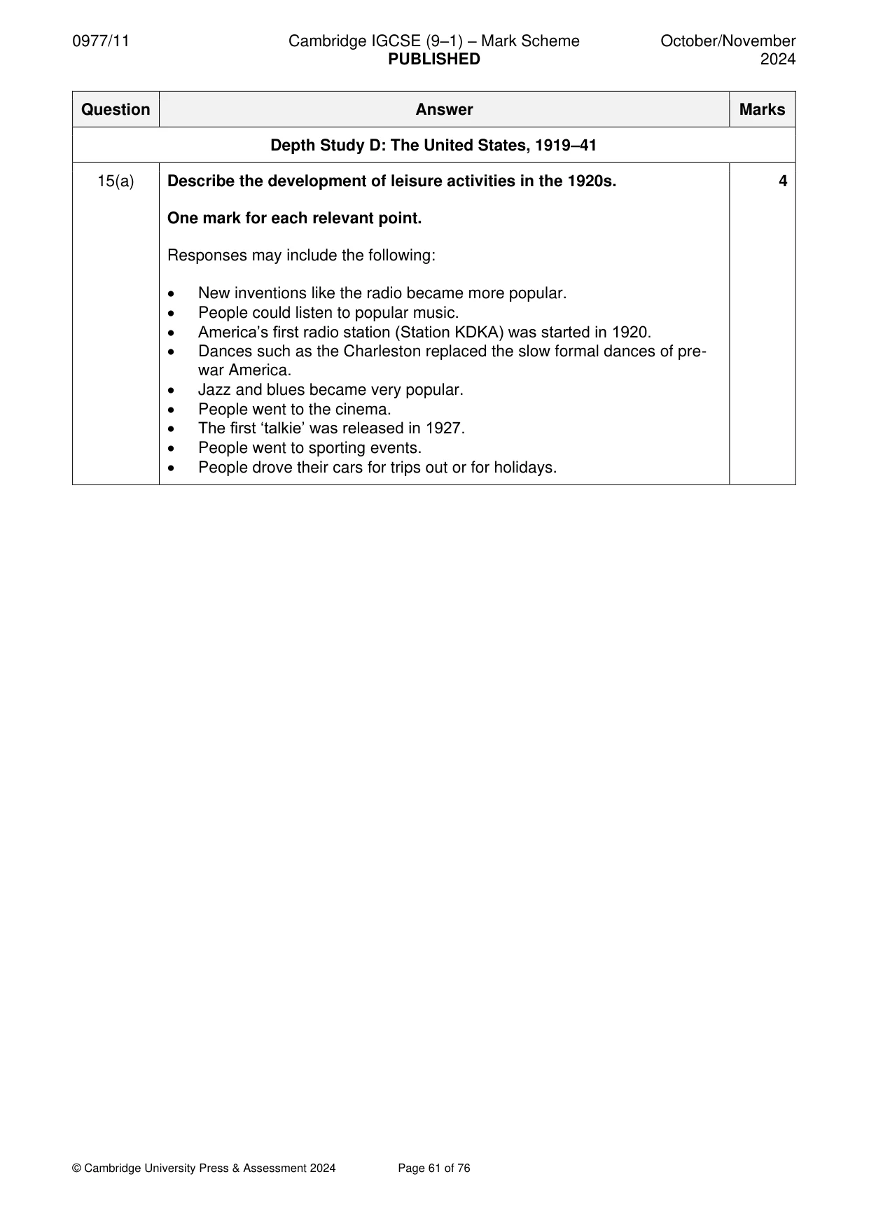 Mark scheme, page 61 of 76