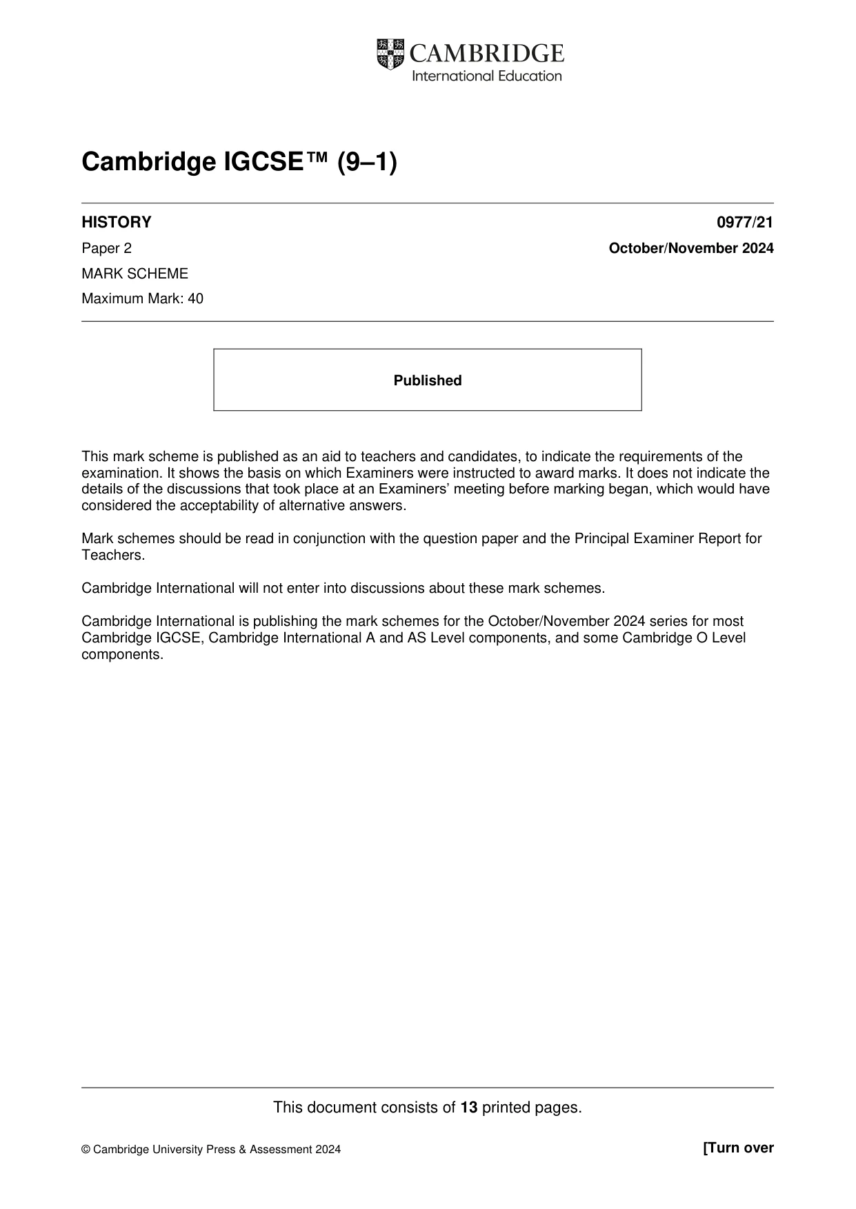 Mark scheme, page 1 of 13