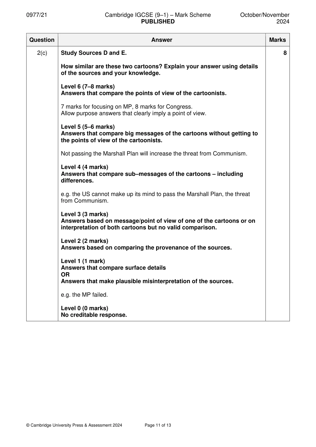 Mark scheme, page 11 of 13