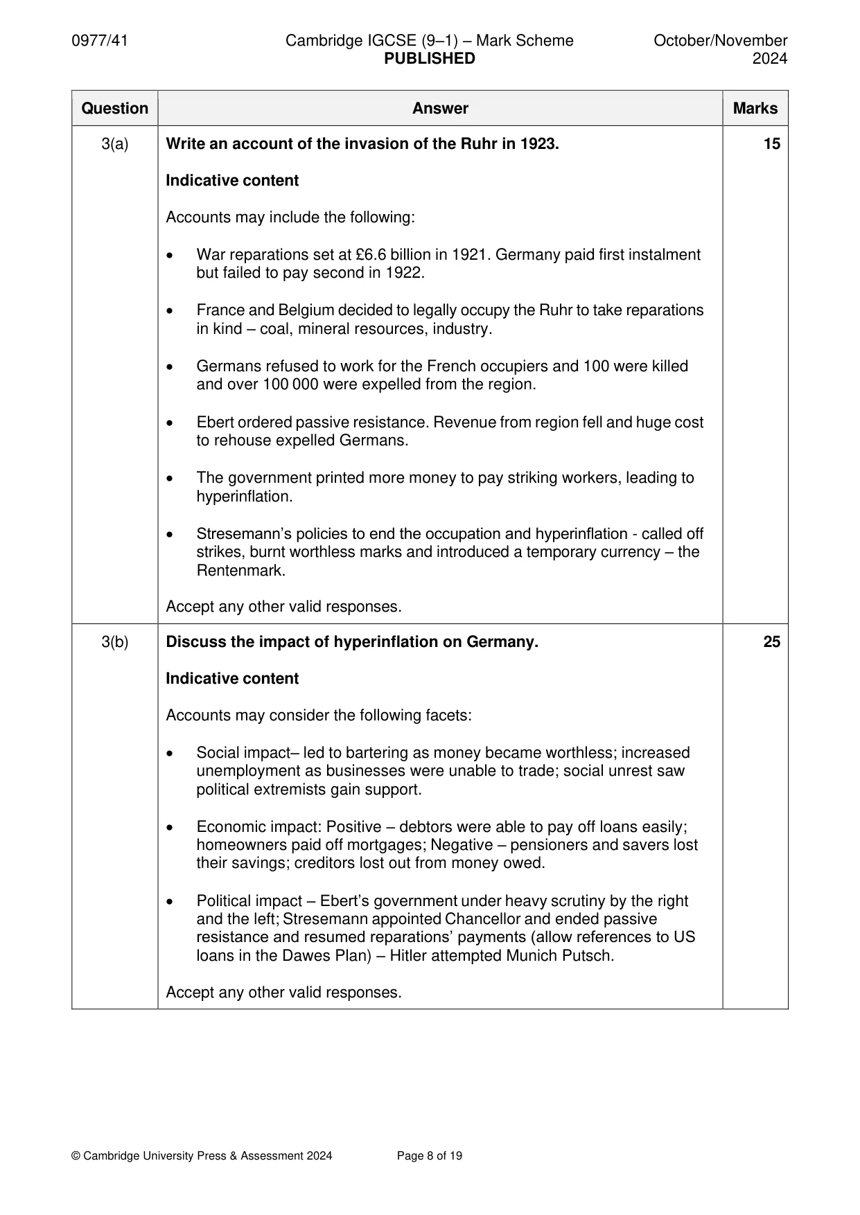 Mark scheme, page 8 of 19