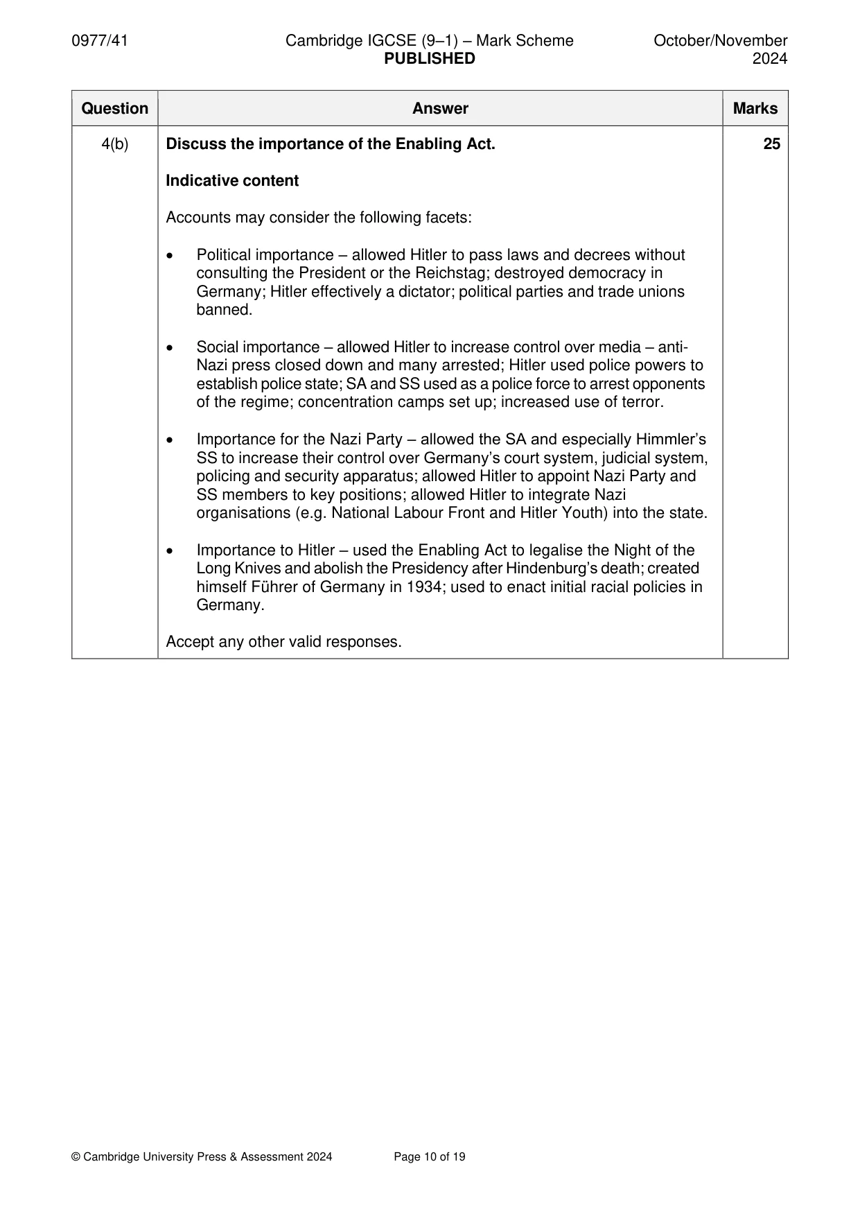 Mark scheme, page 10 of 19