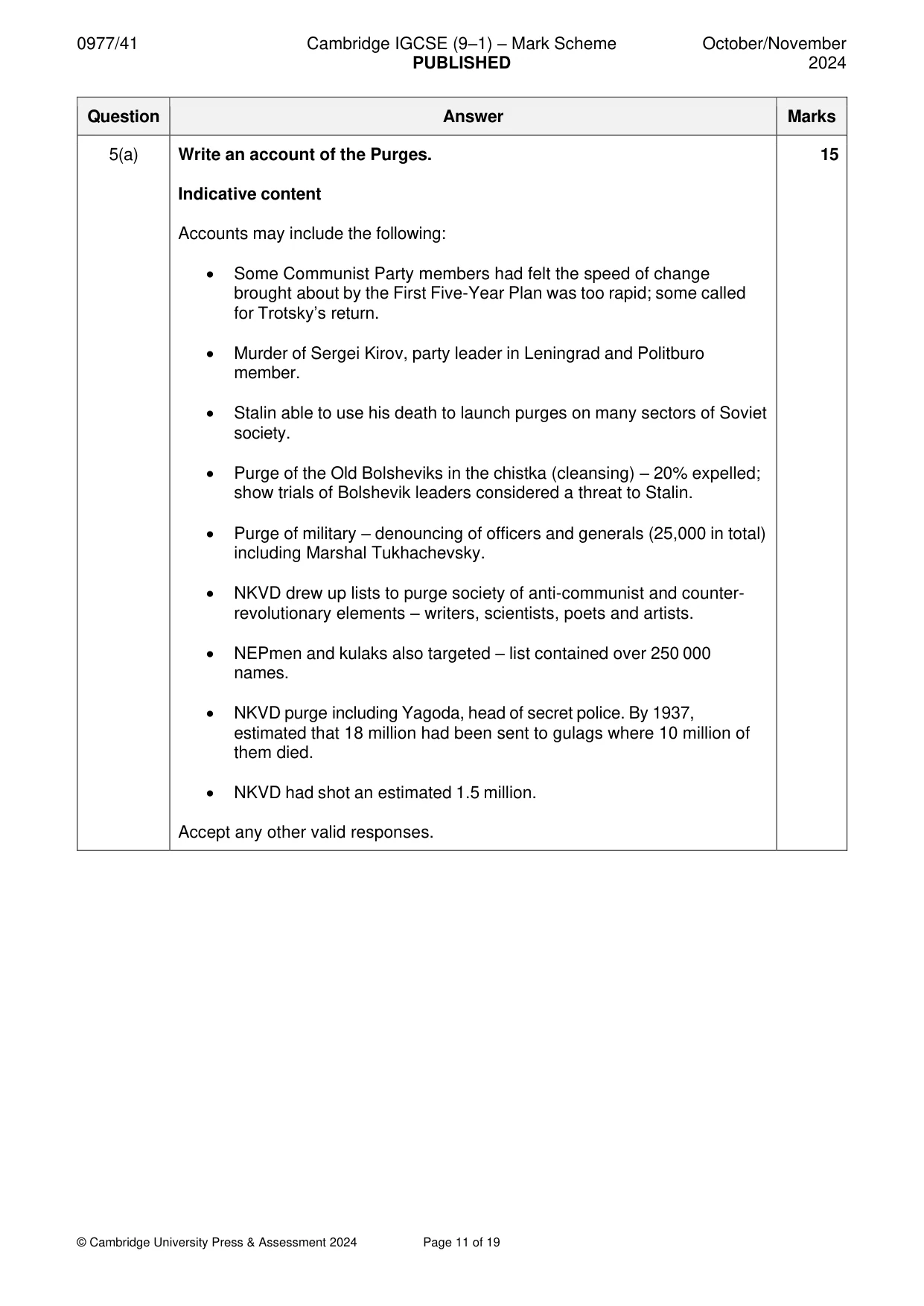 Mark scheme, page 11 of 19