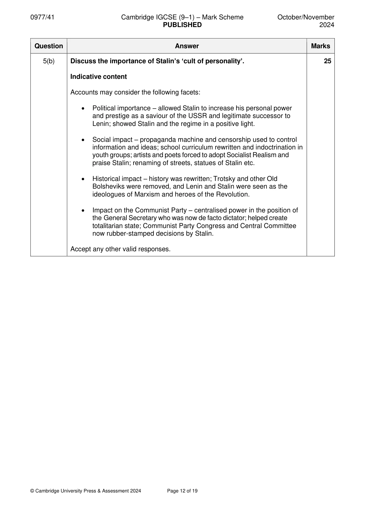 Mark scheme, page 12 of 19
