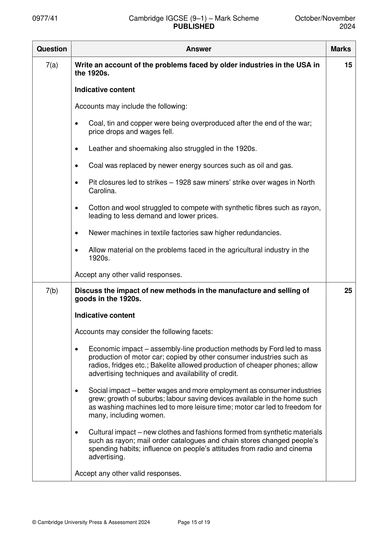 Mark scheme, page 15 of 19