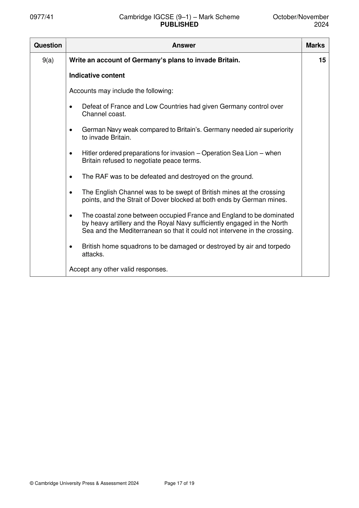 Mark scheme, page 17 of 19