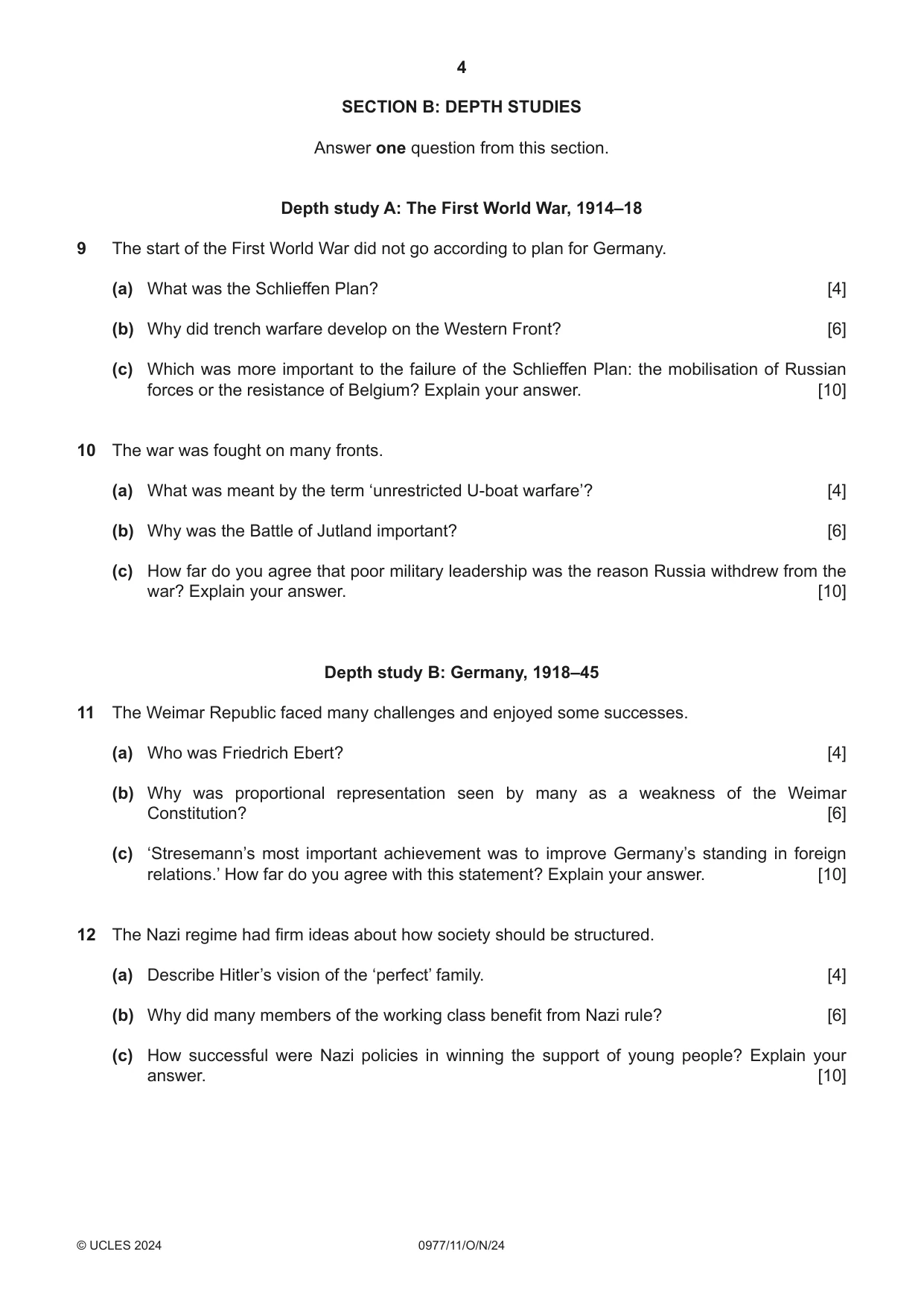 Cambridge IGCSE History (9-1) 0977 2024 Oct/Nov Paper 1 · Variant 1 question paper, page 4 of 8