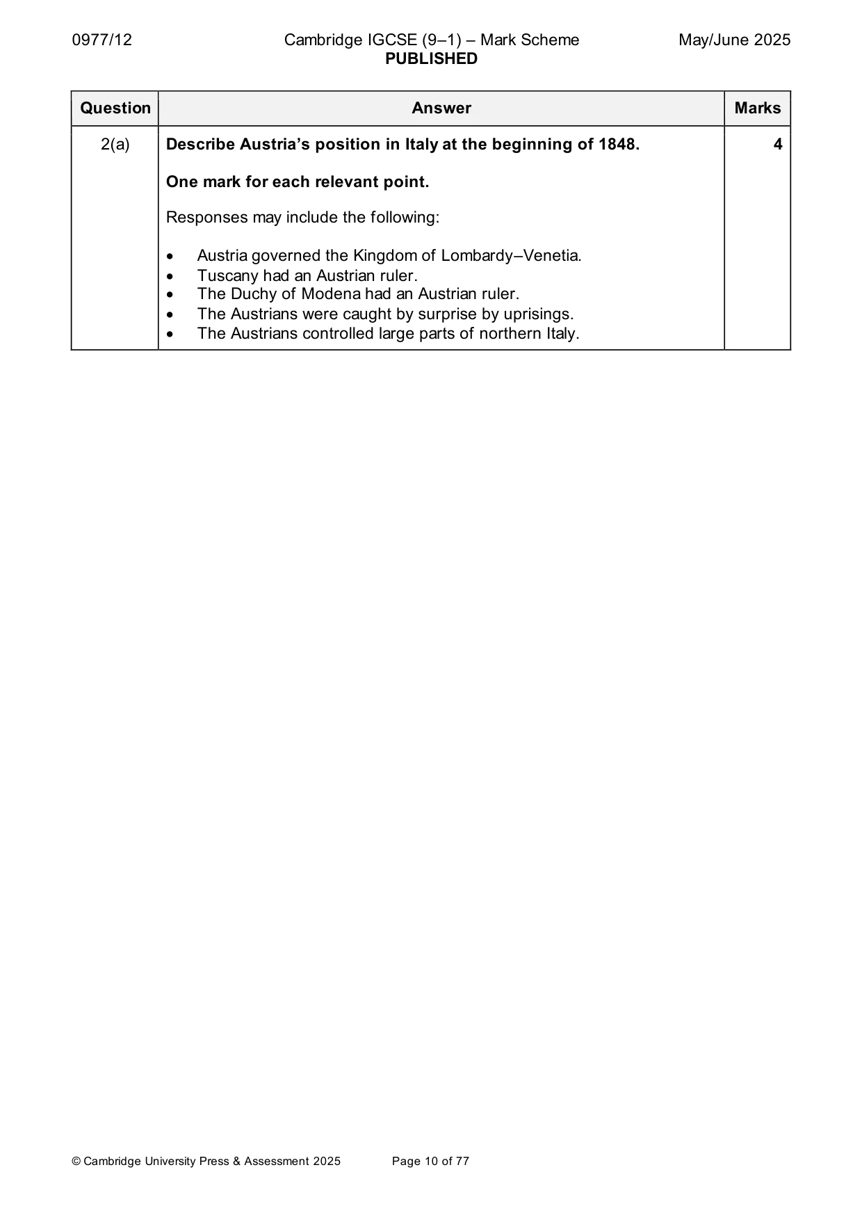 Mark scheme, page 10 of 77