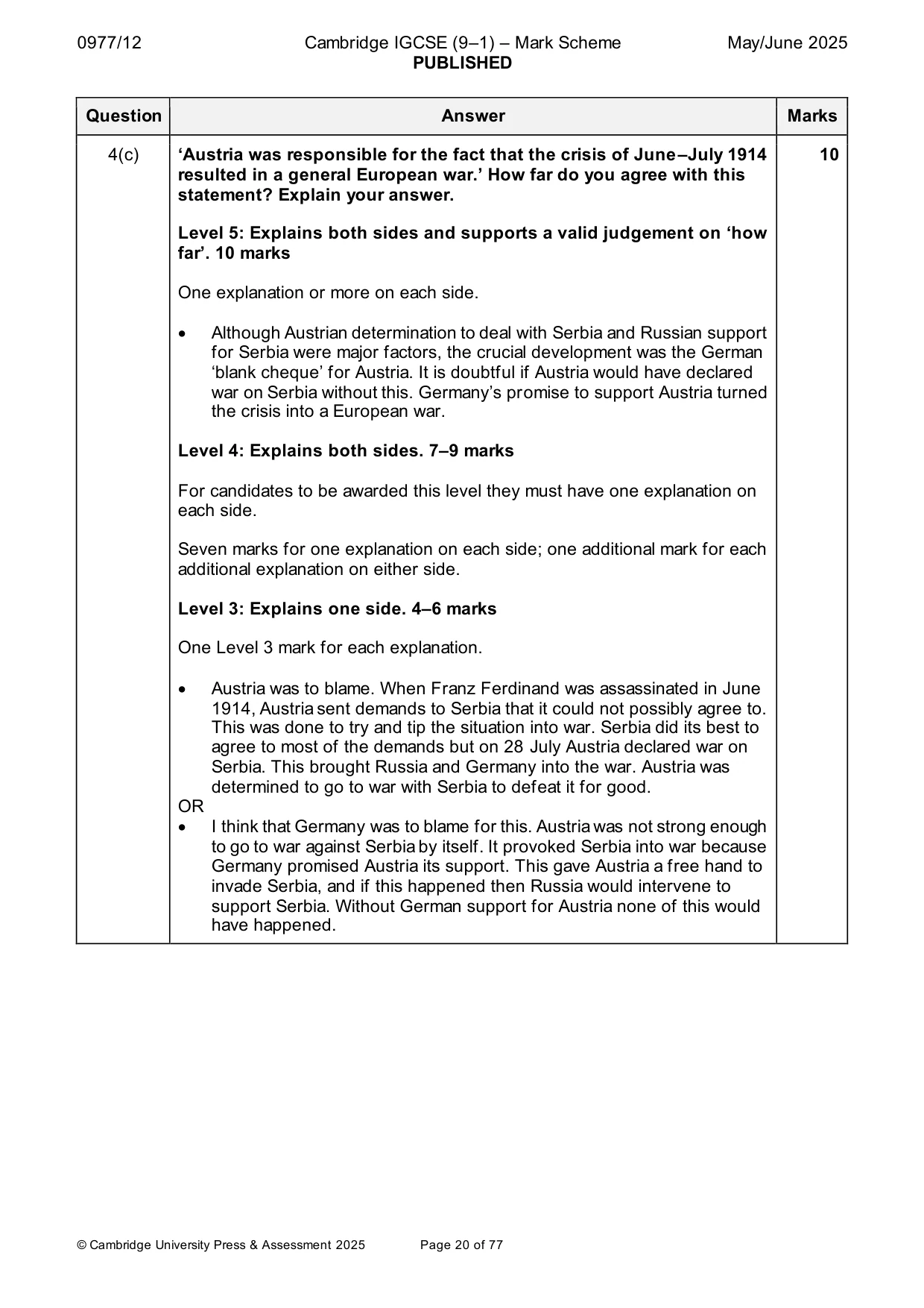 Mark scheme, page 20 of 77