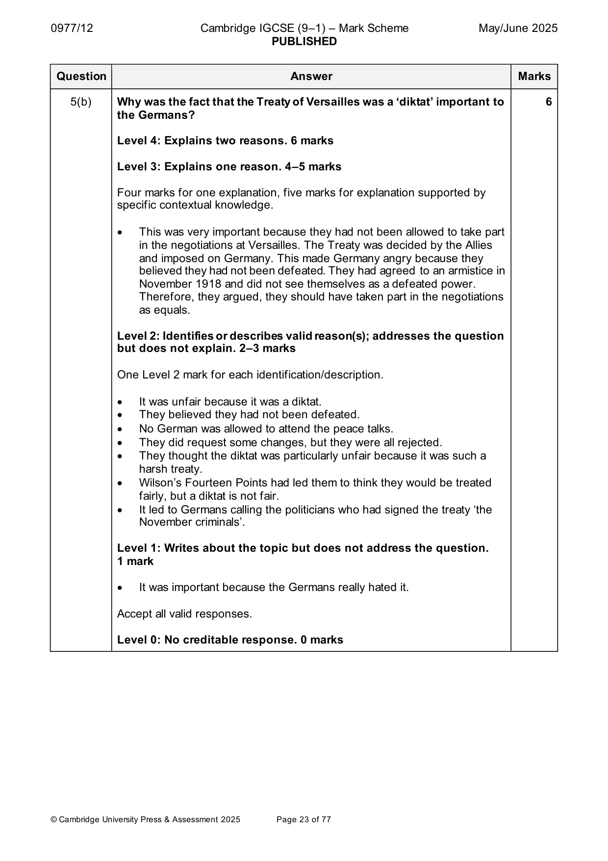 Mark scheme, page 23 of 77