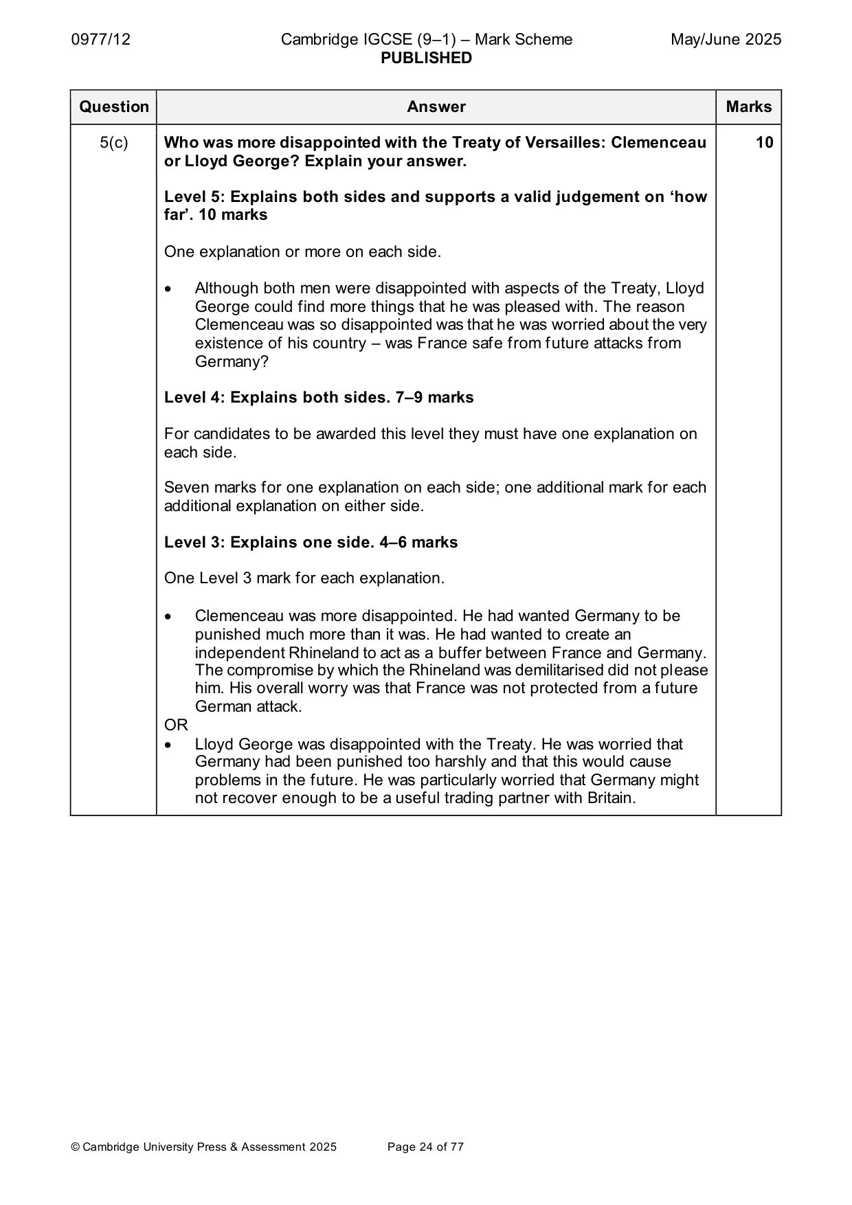 Mark scheme, page 24 of 77
